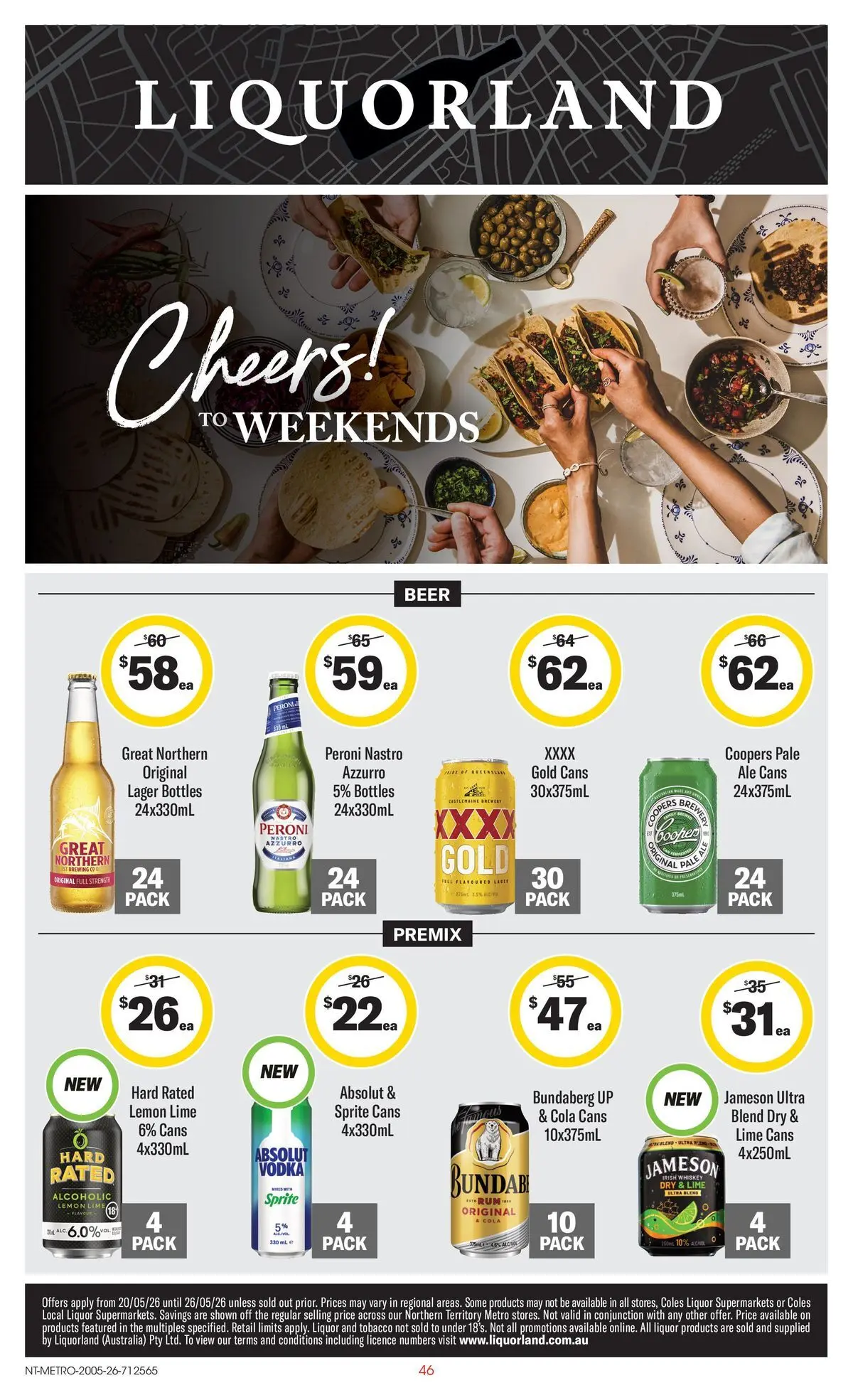 ﻿Coles catalogue valid from 19/05/2026 > Online Australia | Page: 46 | Products: Beer, Whiskey, Lemon, Lime