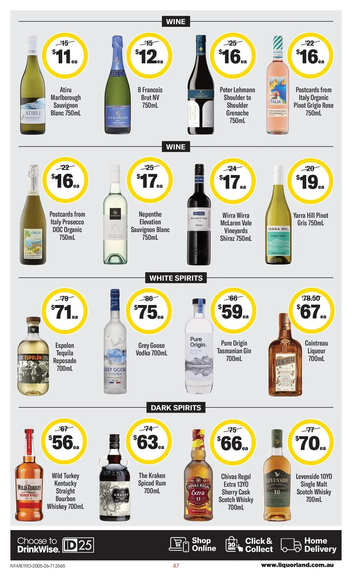 ﻿Coles catalogue valid from 19/05/2026 > Online Australia | Page: 47 | Products: Wine, Bourbon, Gin, Vodka