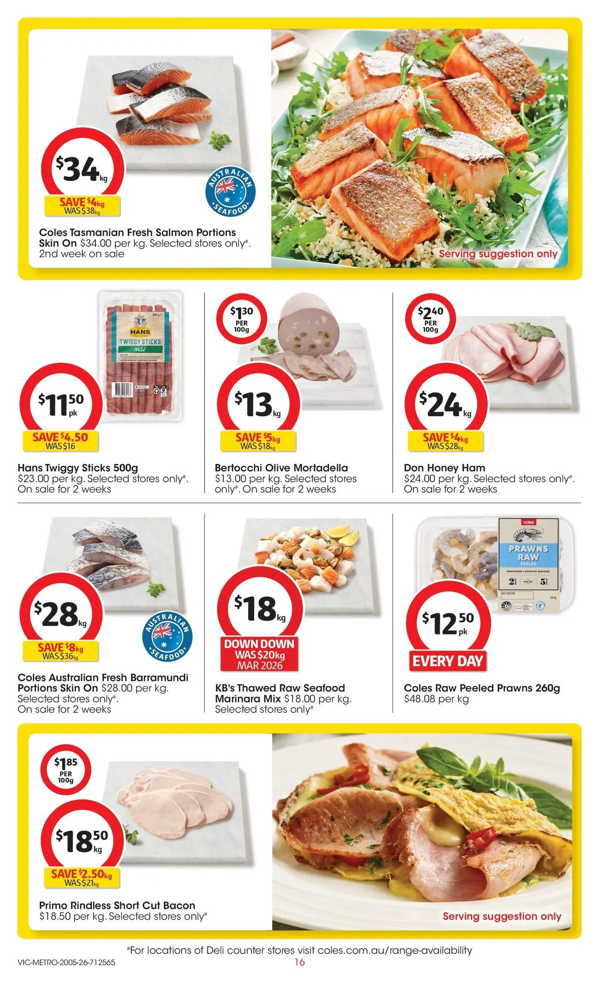 ﻿Coles catalogue valid from 19/05/2026 > Online Australia | Page: 16 | Products: Bacon, Ham, Honey, Seafood