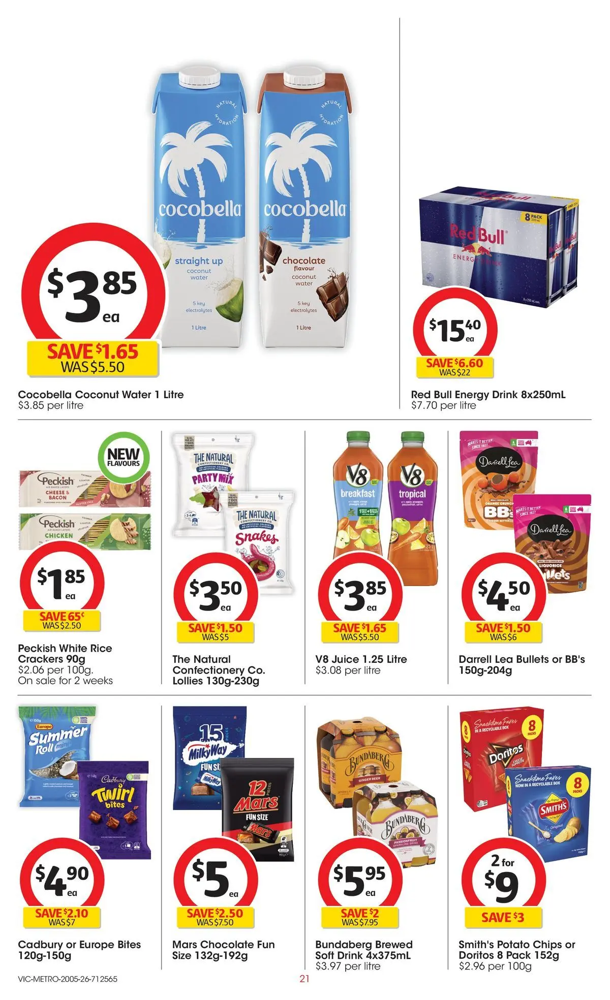 ﻿Coles catalogue valid from 19/05/2026 > Online Australia | Page: 21 | Products: Bacon, Crackers, Lollies, Water