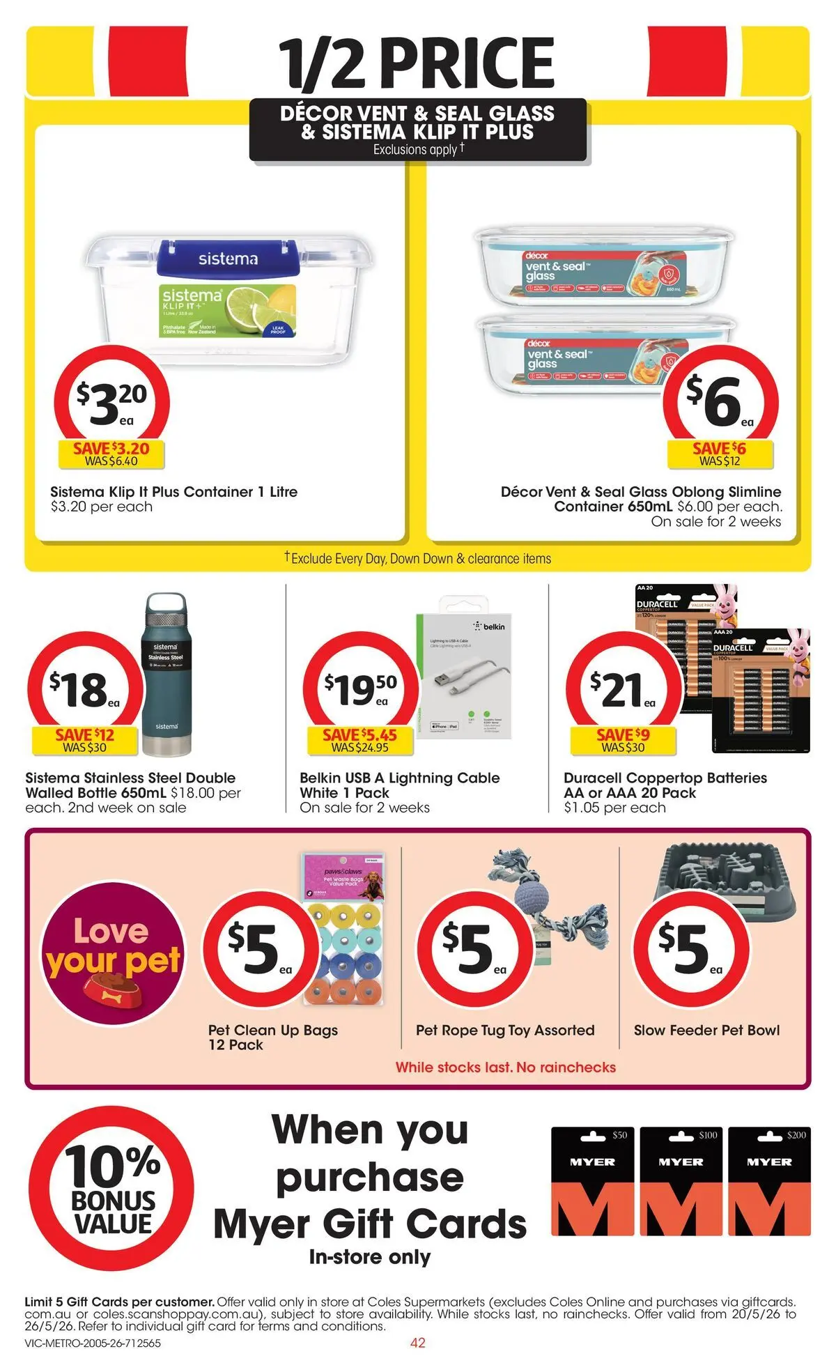 ﻿Coles catalogue valid from 19/05/2026 > Online Australia | Page: 42 | Products: Decor, Batteries, Cable, Usb