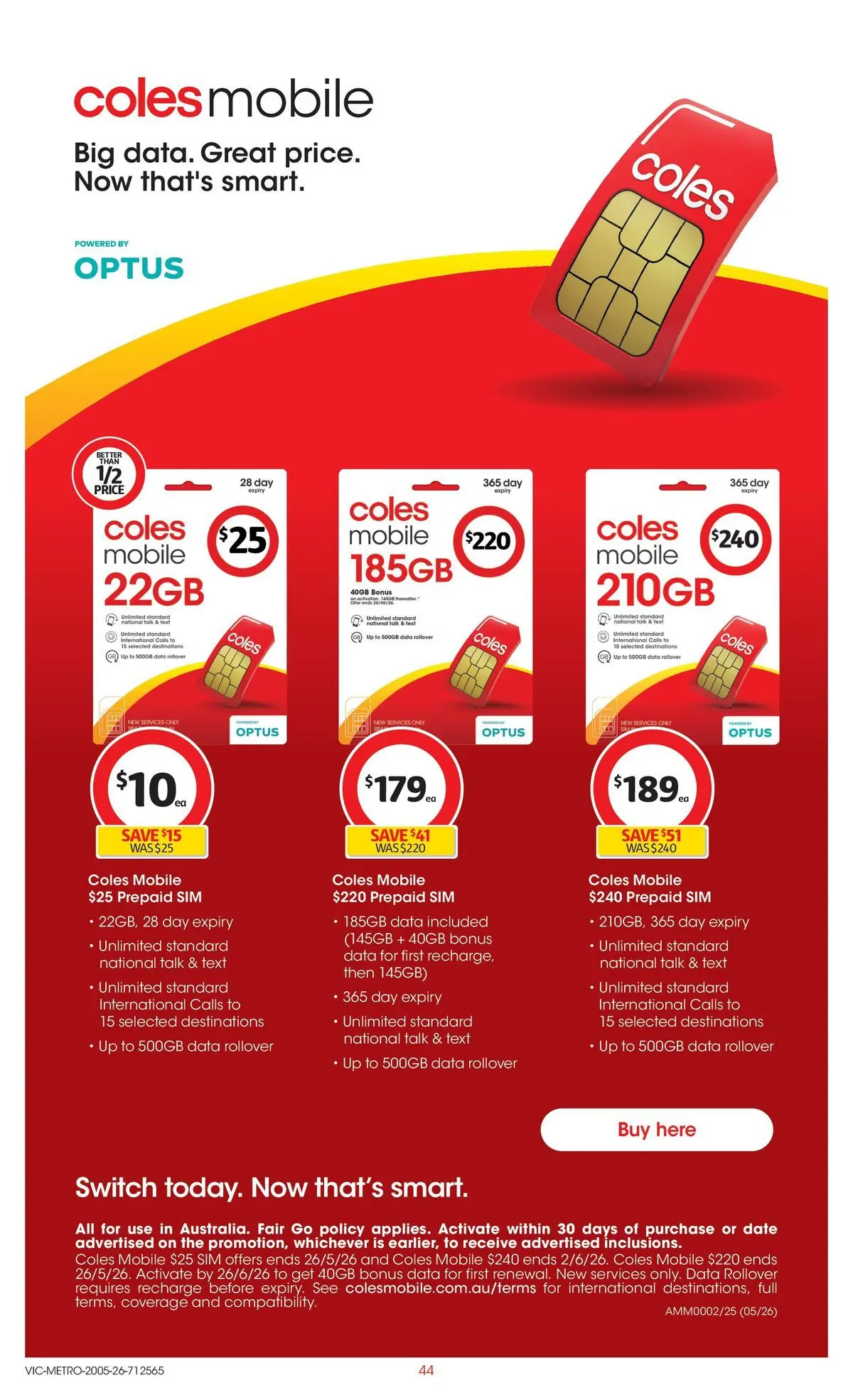 ﻿Coles catalogue valid from 19/05/2026 > Online Australia | Page: 44 | Products: Date, Mobile