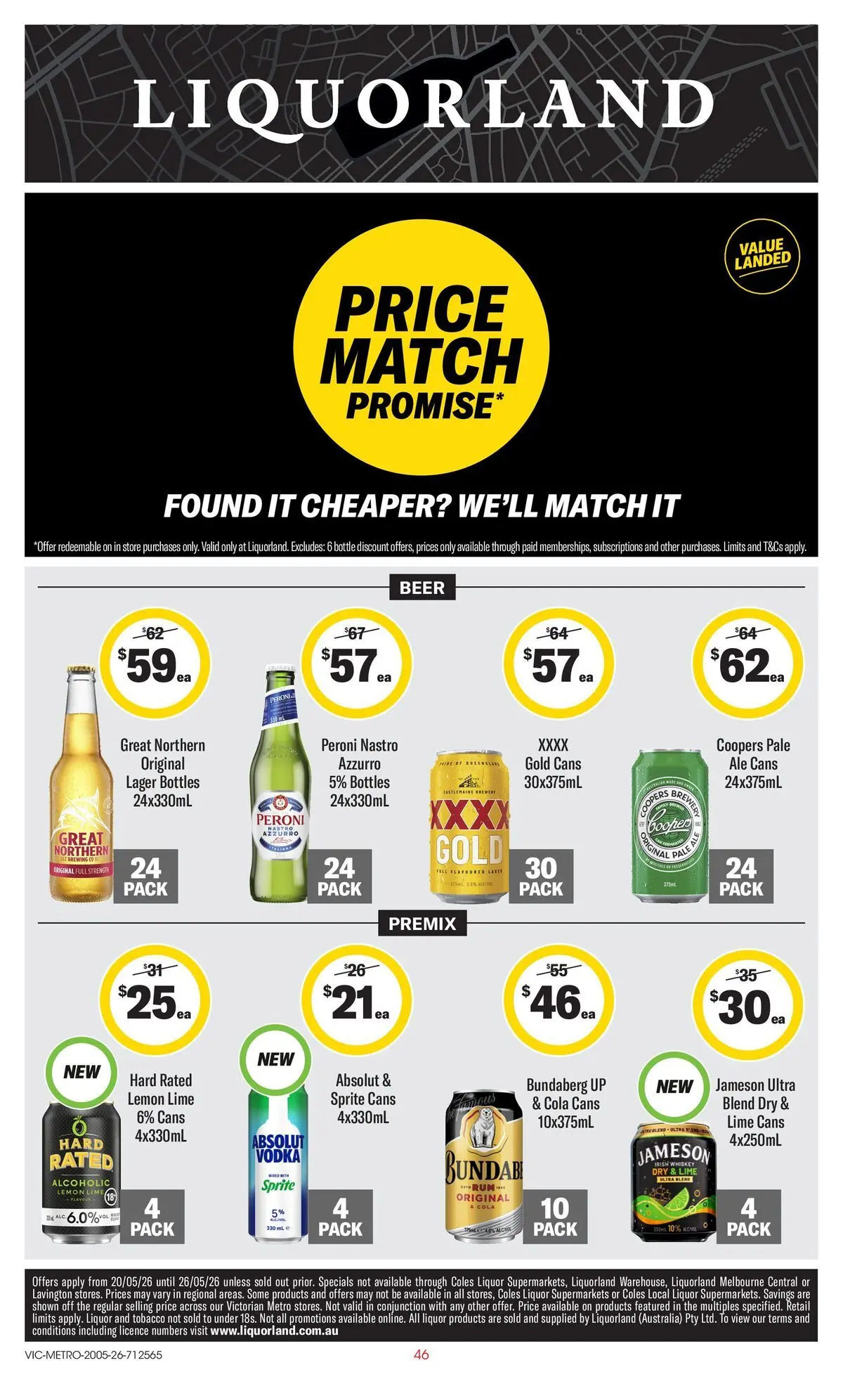 ﻿Coles catalogue valid from 19/05/2026 > Online Australia | Page: 46 | Products: Beer, Vodka, Lemon, Lime
