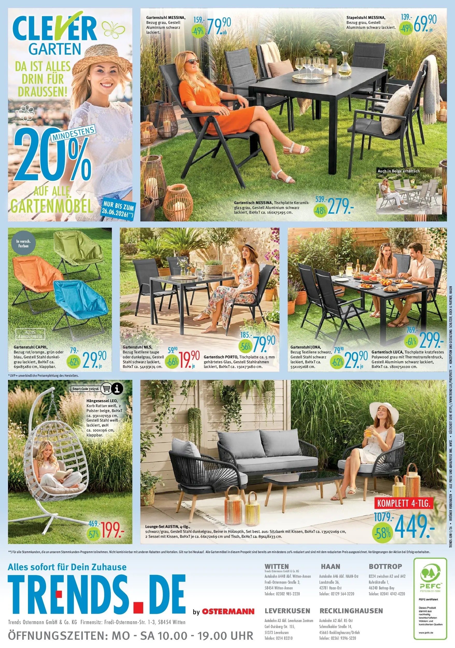 Trends Ostermann Trends: Neue Möbel wirken Wunder. (ab 30.05.2026) zum Blättern | Seite: 8 | Produkte: Sessel, Gartenmöbel, Korb, Uhr