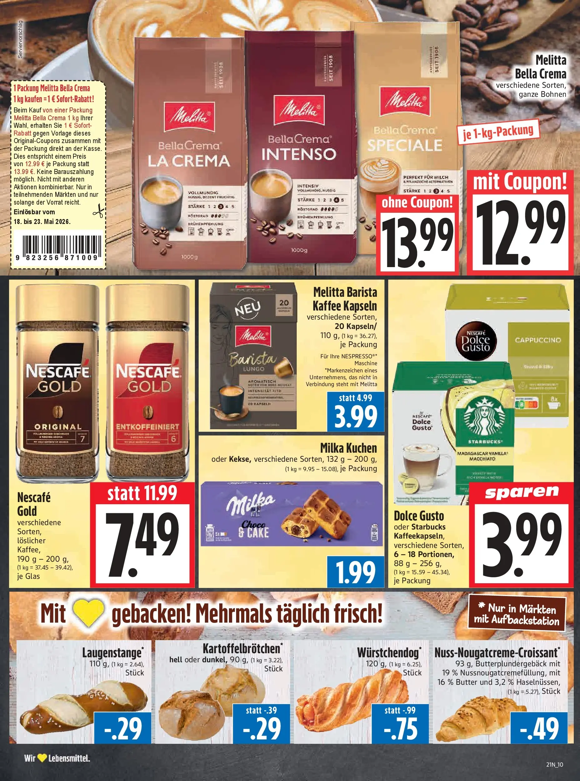 Angebote - Edeka Hahner: Wochenangebote (ab 17.05.2026) zum Blättern | Seite: 12 | Produkte: Melitta, Milch, Starbucks, Kuchen