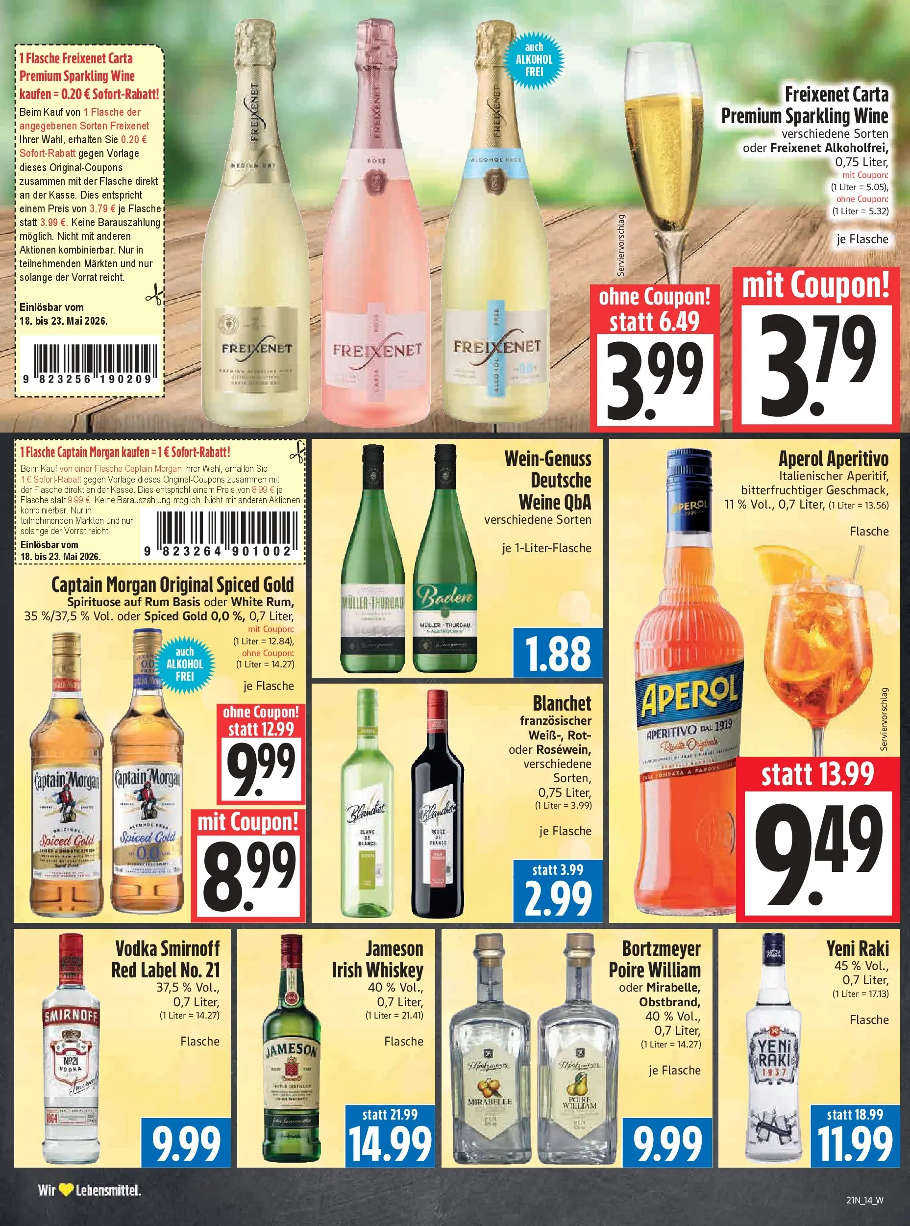 Angebote - Edeka Hahner: Wochenangebote (ab 17.05.2026) zum Blättern | Seite: 16 | Produkte: Smirnoff, Captain morgan, Aperol, Vodka