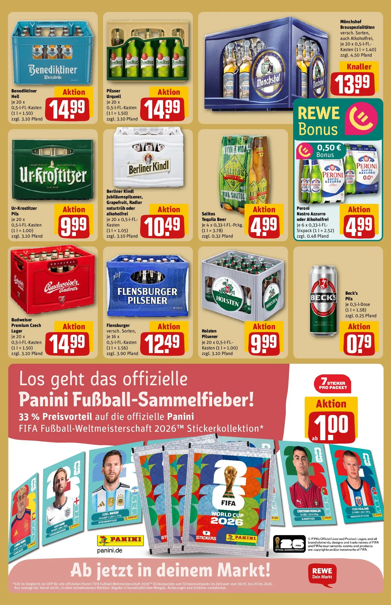 REWE Prospekt ab 17.05.2026 zum Blättern » Angebote | Seite: 25 | Produkte: Monchshof, Benediktiner hell, Tequila, Radler