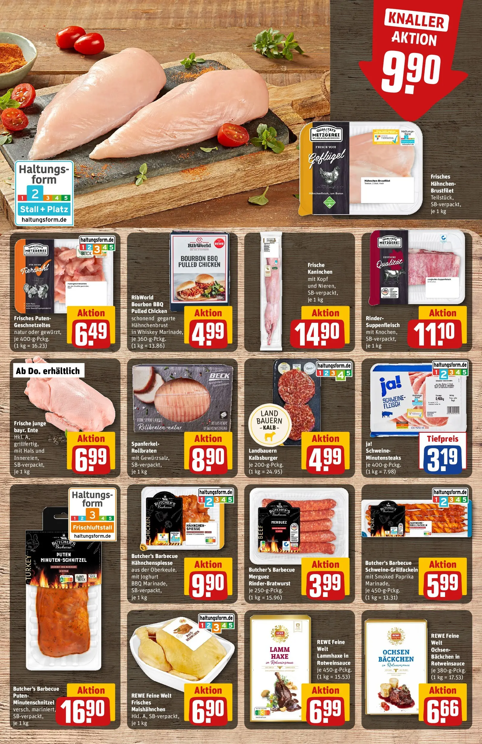 REWE Prospekt ab 17.05.2026 zum Blättern » Angebote | Seite: 10 | Produkte: Burger, Suppenfleisch, Bourbon, Hahnchenbrust