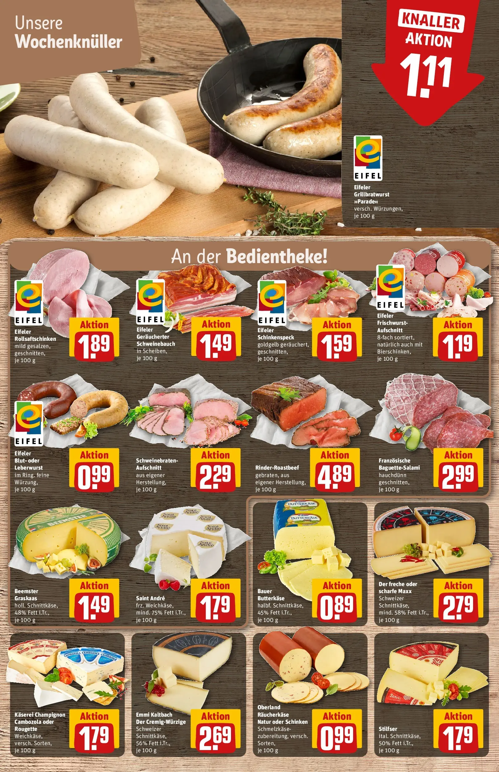 REWE Prospekt ab 17.05.2026 zum Blättern » Angebote | Seite: 11 | Produkte: Schweinebauch, Baguette, Salami, Schinken