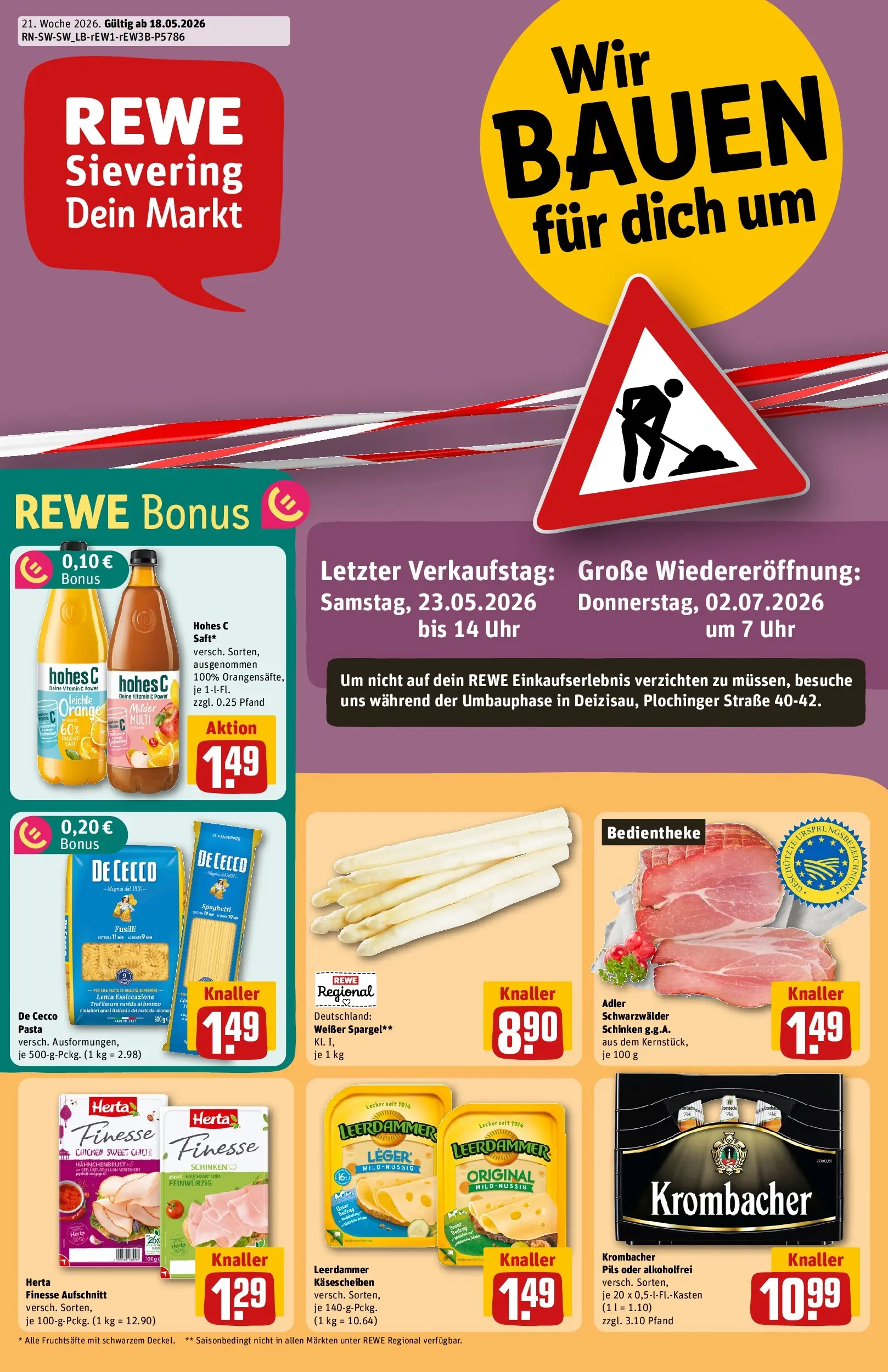 REWE Prospekt ab 17.05.2026 zum Blättern » Angebote | Seite: 1 | Produkte: Pils, Krombacher, Hohes c, Uhr