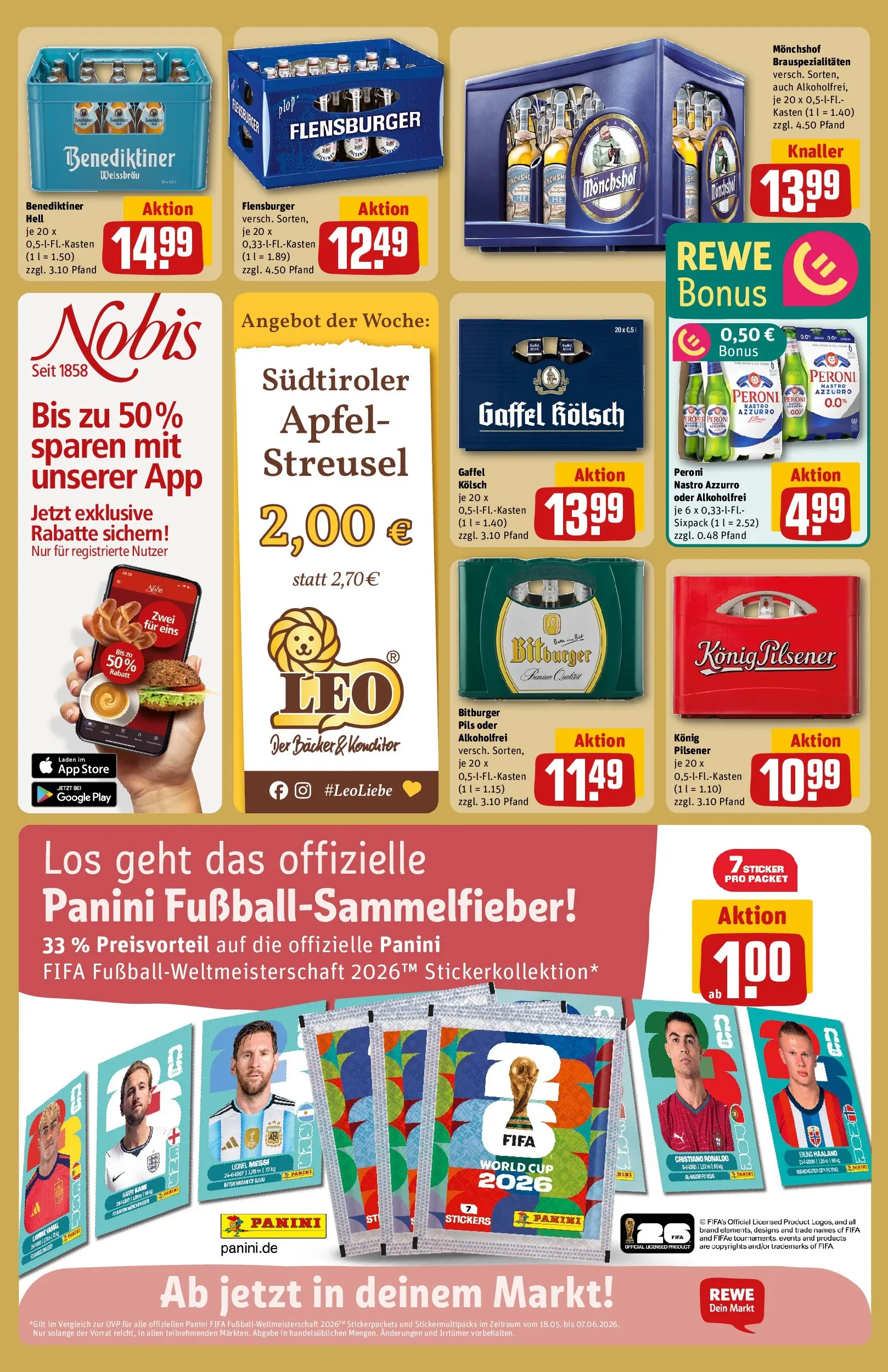 REWE Prospekt ab 17.05.2026 zum Blättern » Angebote | Seite: 23 | Produkte: Monchshof, Konig pilsener, Pils, Äpfel