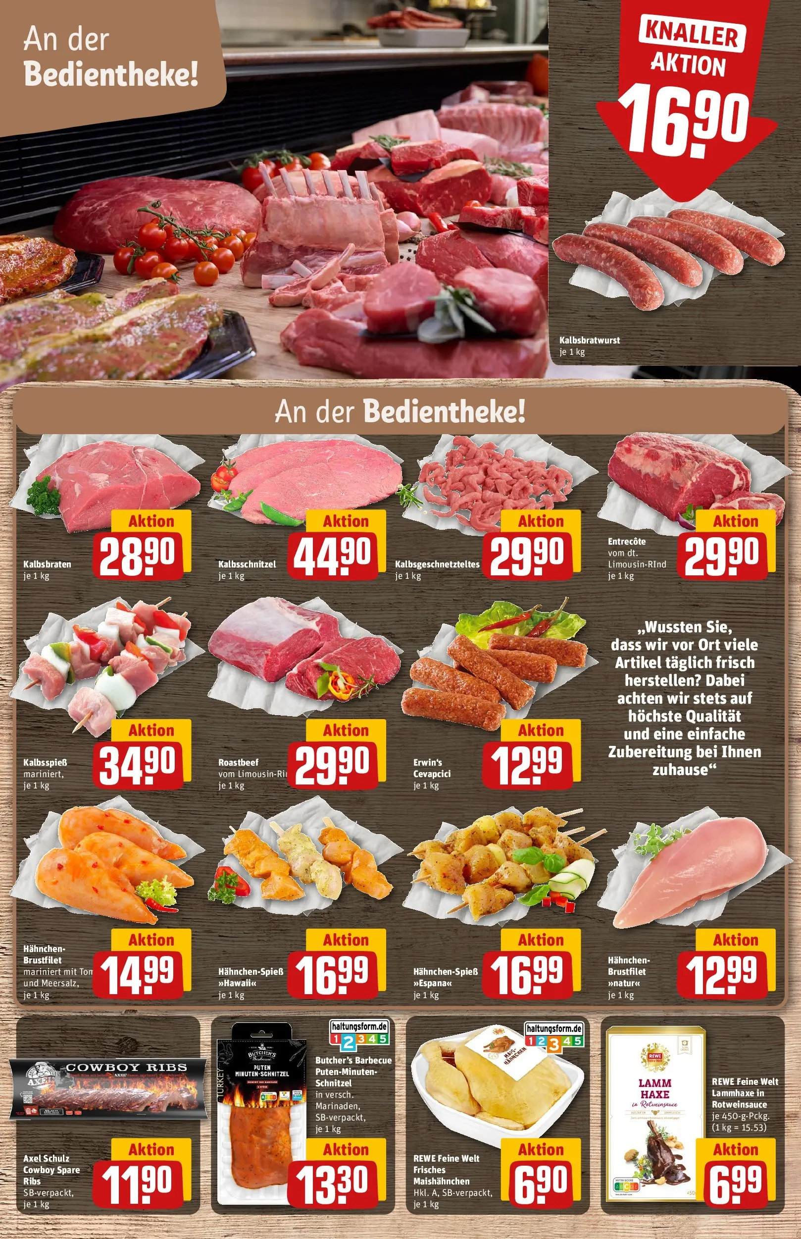 REWE Prospekt ab 17.05.2026 zum Blättern » Angebote | Seite: 10 | Produkte: Hahnchen, Cevapcici, Entrecote, Schnitzel