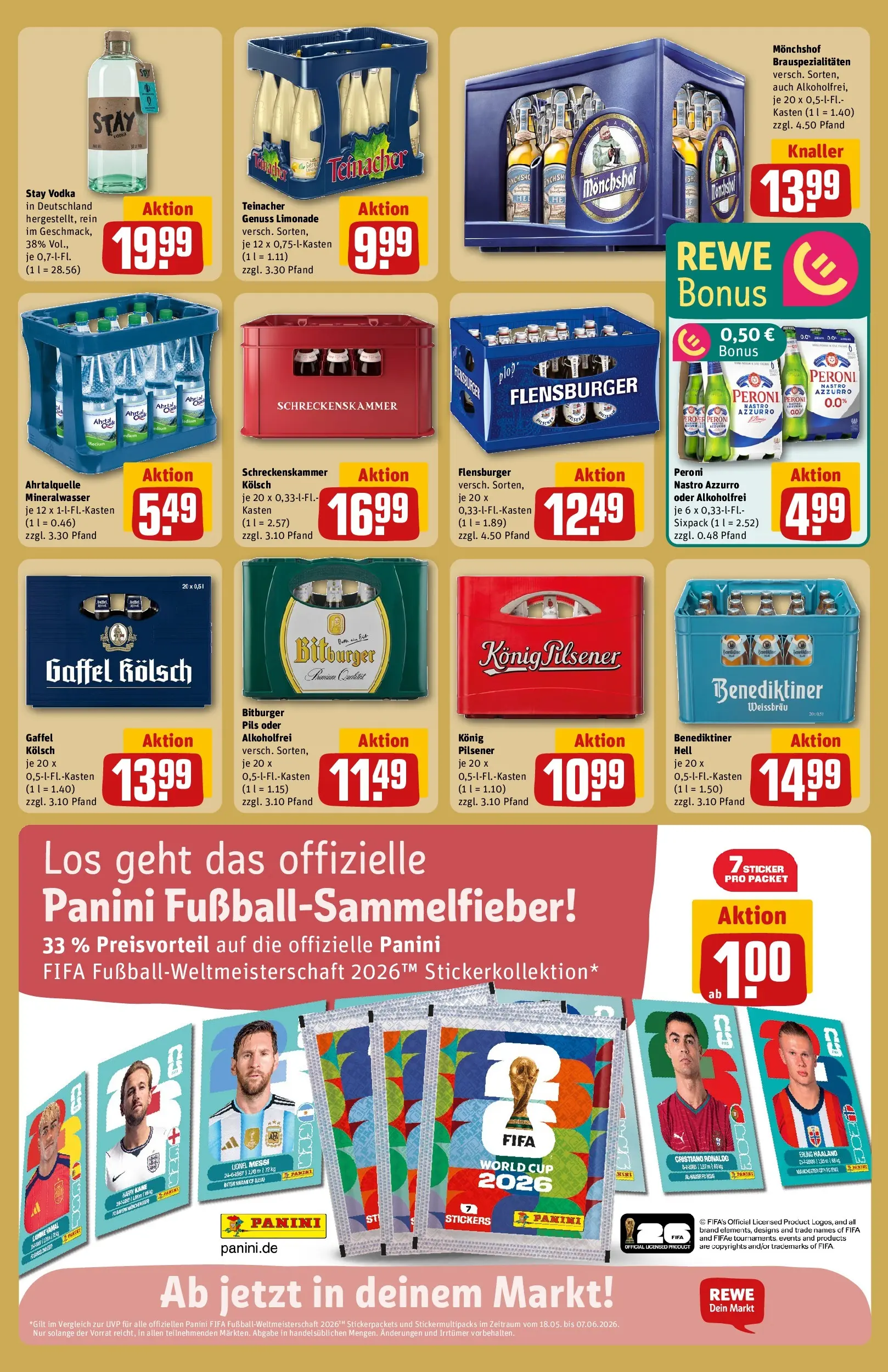 REWE Prospekt ab 17.05.2026 zum Blättern » Angebote | Seite: 23 | Produkte: Bitburger, Monchshof, Benediktiner hell, Flensburger