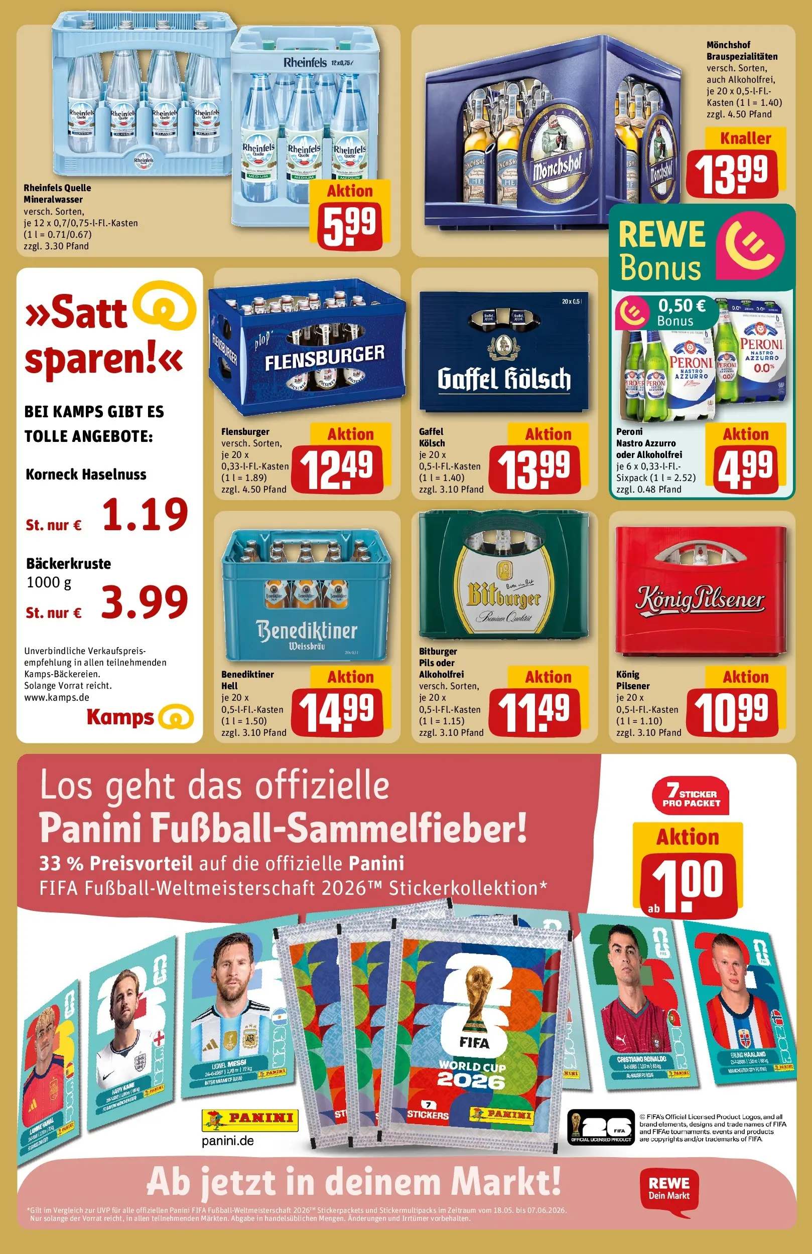 REWE Prospekt ab 17.05.2026 zum Blättern » Angebote | Seite: 23 | Produkte: Monchshof, Konig pilsener, Pils, Mineralwasser