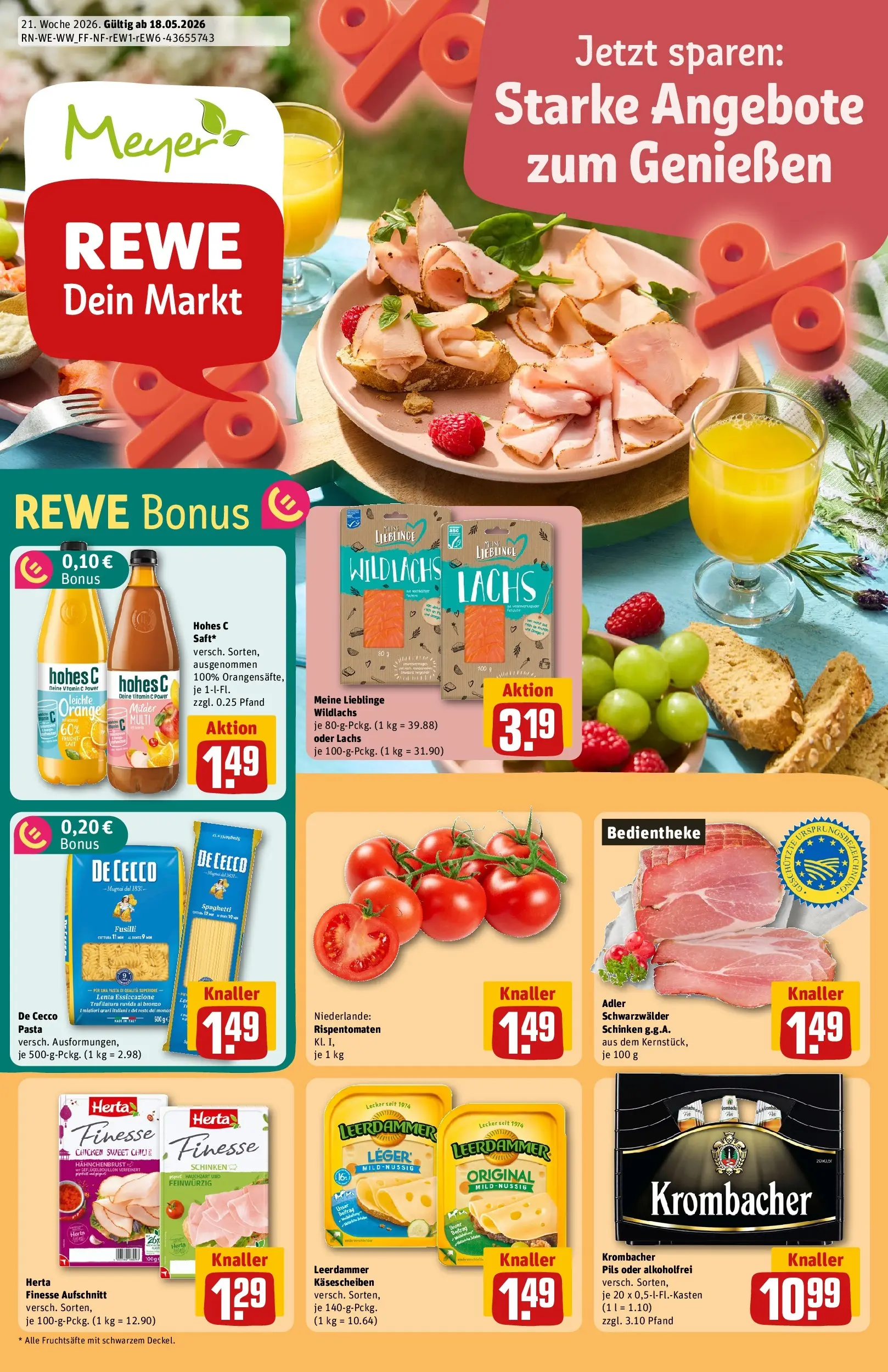 REWE Prospekt ab 17.05.2026 zum Blättern » Angebote | Seite: 1 | Produkte: Pils, Leerdammer, Hohes c, Hahnchenbrust