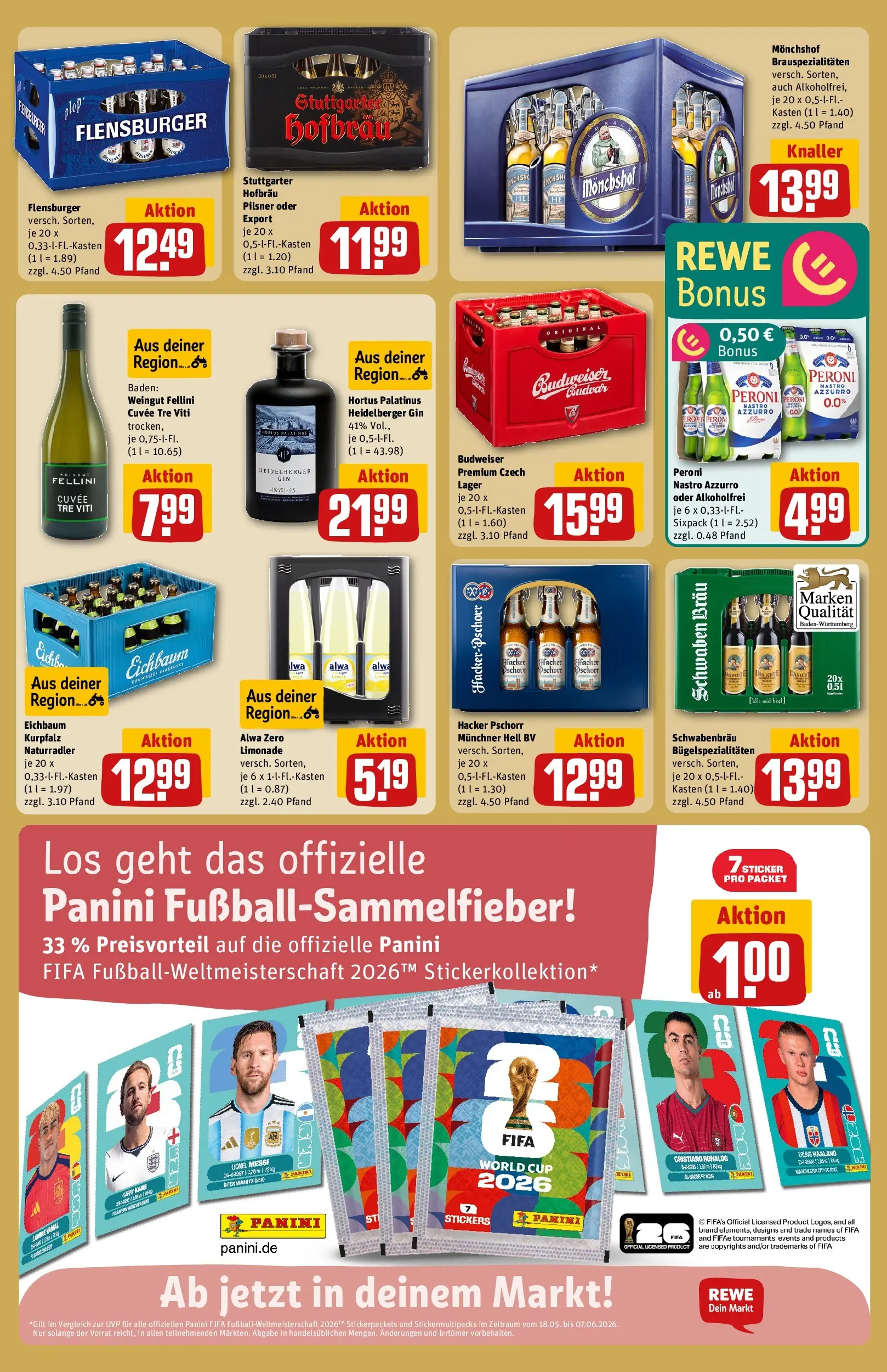 REWE Prospekt ab 17.05.2026 zum Blättern » Angebote | Seite: 25 | Produkte: Monchshof, Limonade, Budweiser, Gin