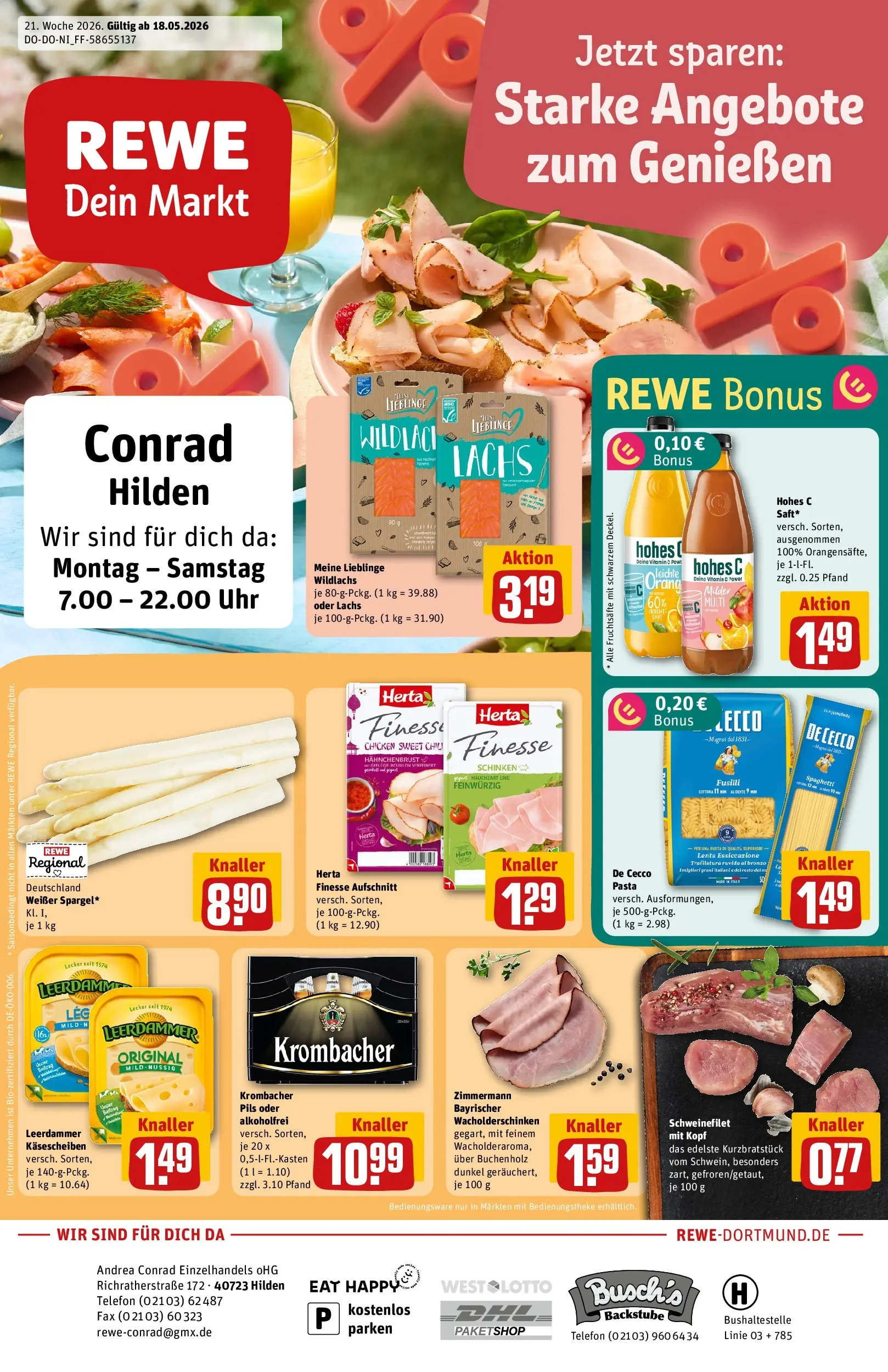 REWE Prospekt ab 17.05.2026 zum Blättern » Angebote | Seite: 1 | Produkte: Öl, Pils, Pasta, Hohes c