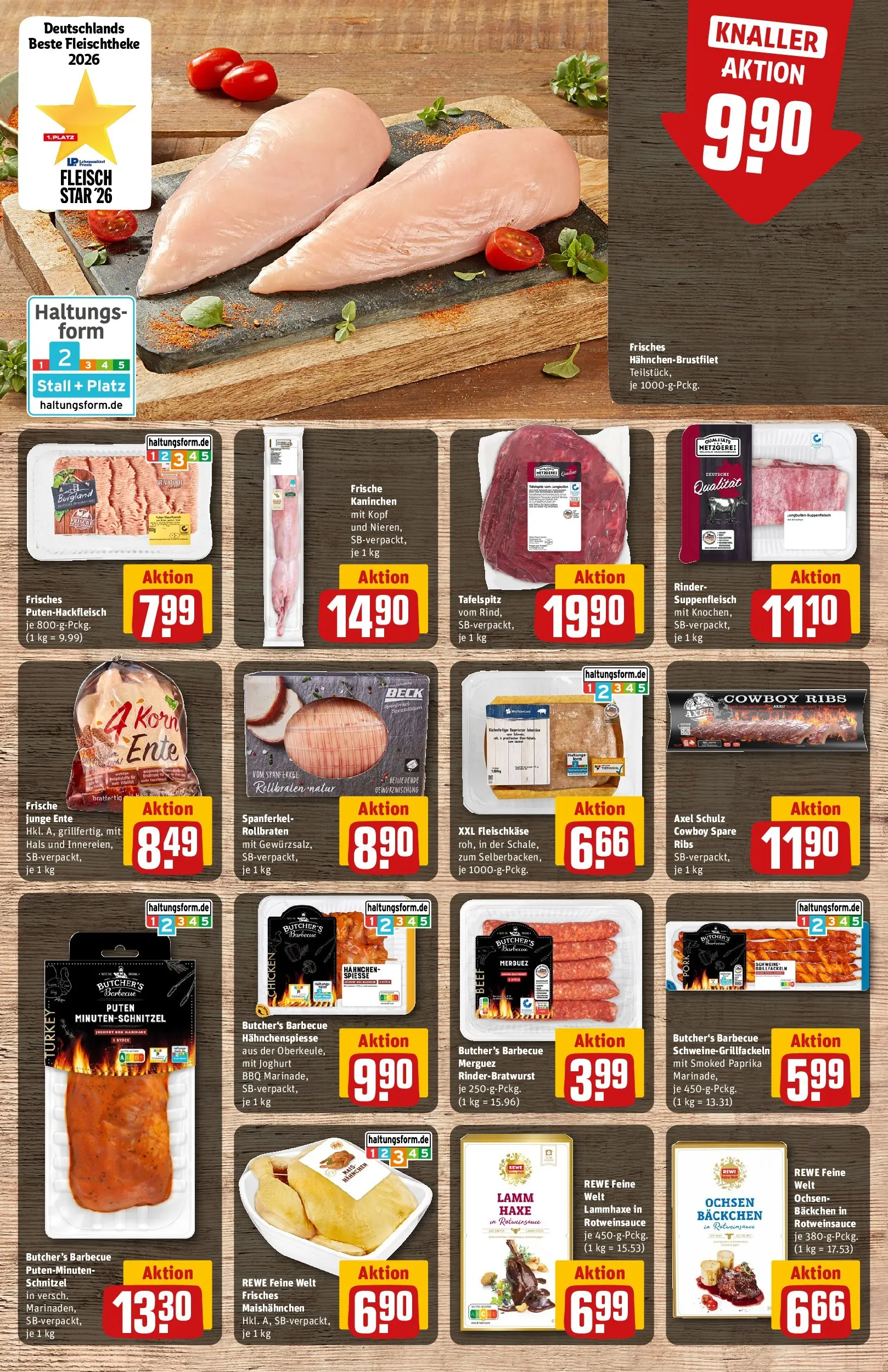 REWE Prospekt ab 17.05.2026 zum Blättern » Angebote | Seite: 10 | Produkte: Hahnchen, Joghurt, Spare ribs, Suppenfleisch