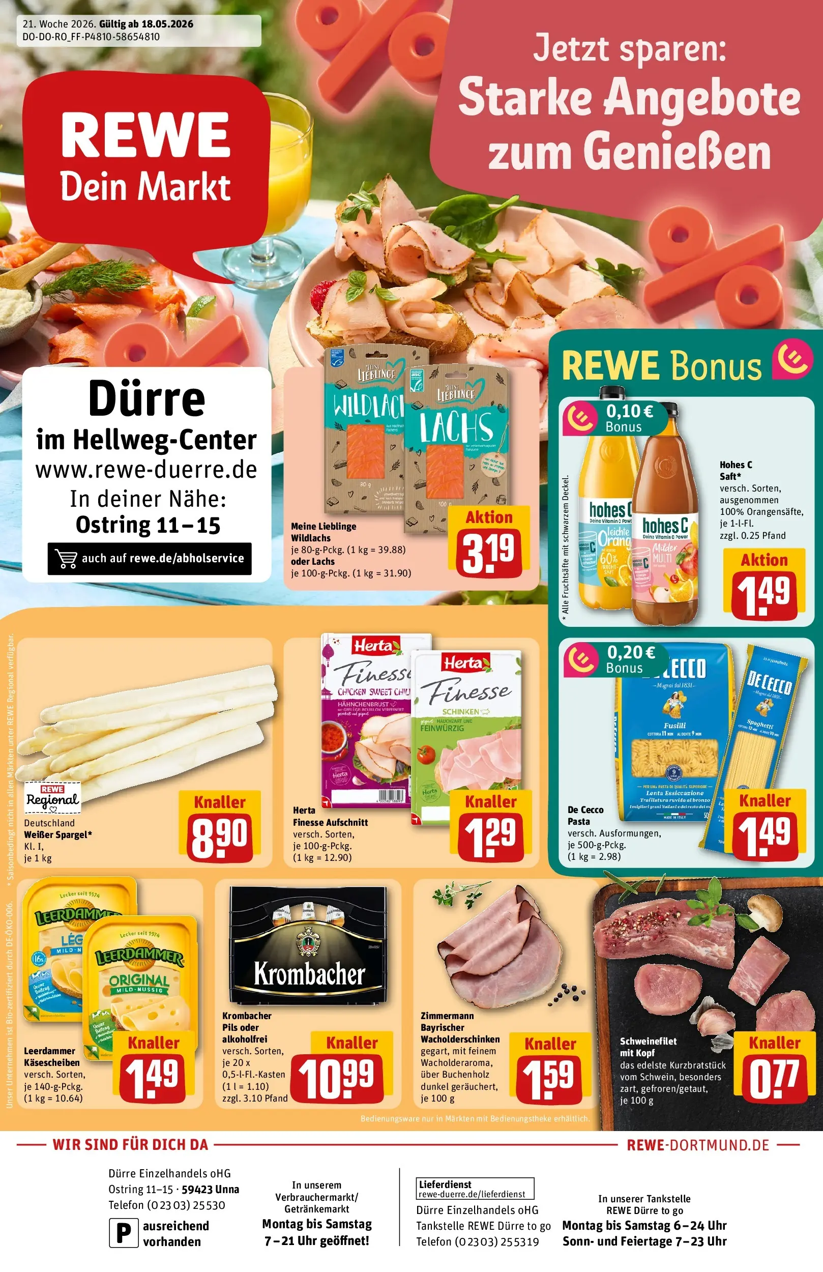 REWE Prospekt ab 17.05.2026 zum Blättern » Angebote | Seite: 1 | Produkte: Lachs, Krombacher, Hohes c, Uhr