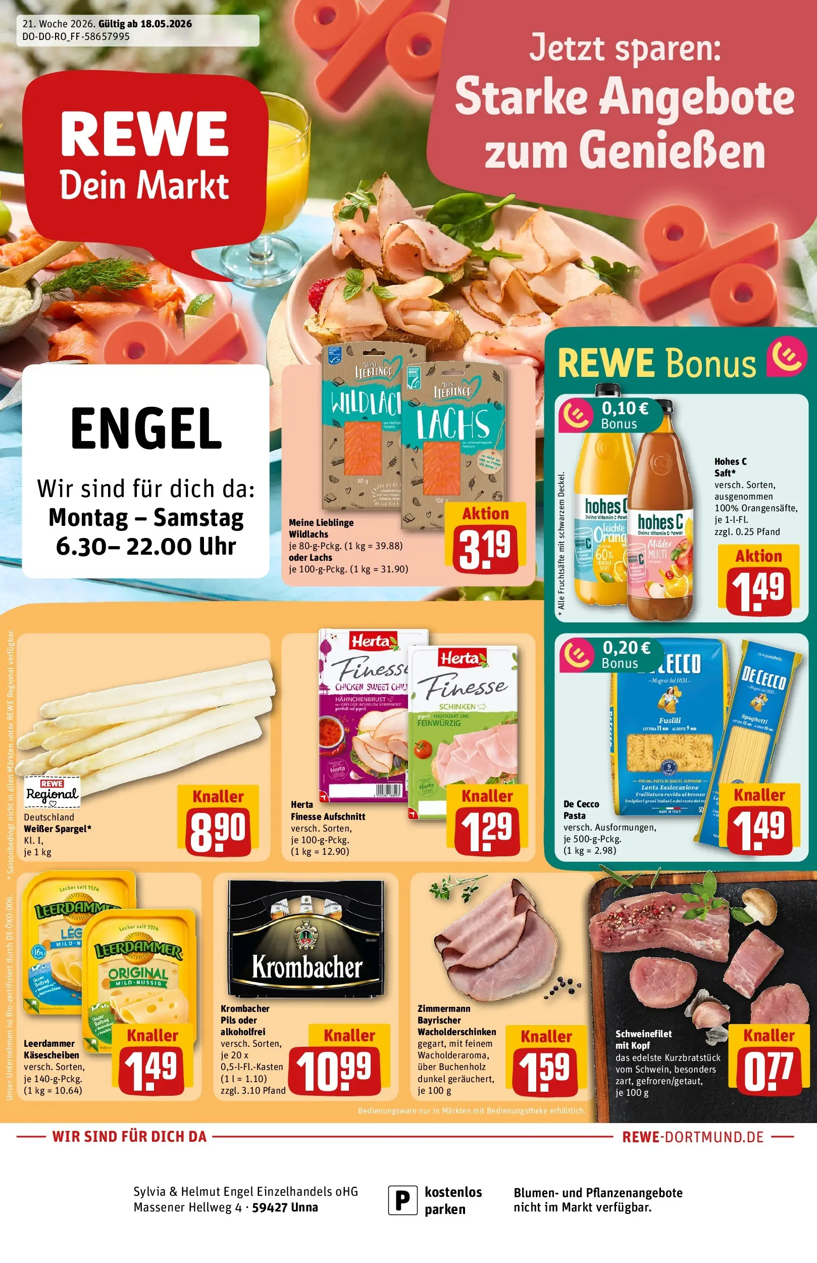 REWE Prospekt ab 17.05.2026 zum Blättern » Angebote | Seite: 1 | Produkte: Öl, Krombacher, Hohes c, Uhr