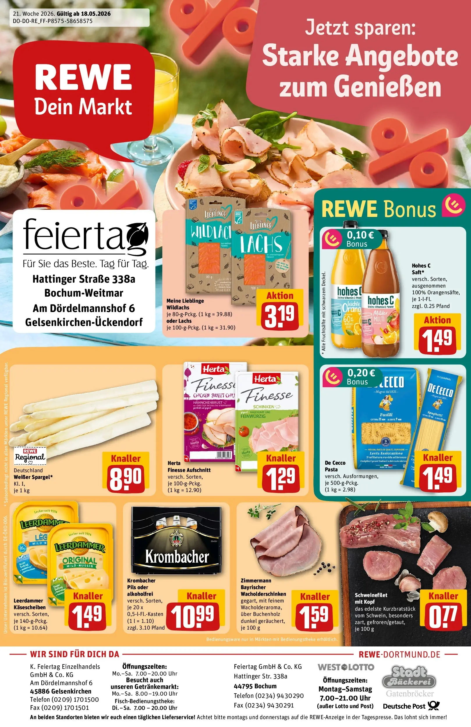REWE Prospekt ab 17.05.2026 zum Blättern » Angebote | Seite: 1 | Produkte: Pils, Chili, Krombacher, Hahnchenbrust