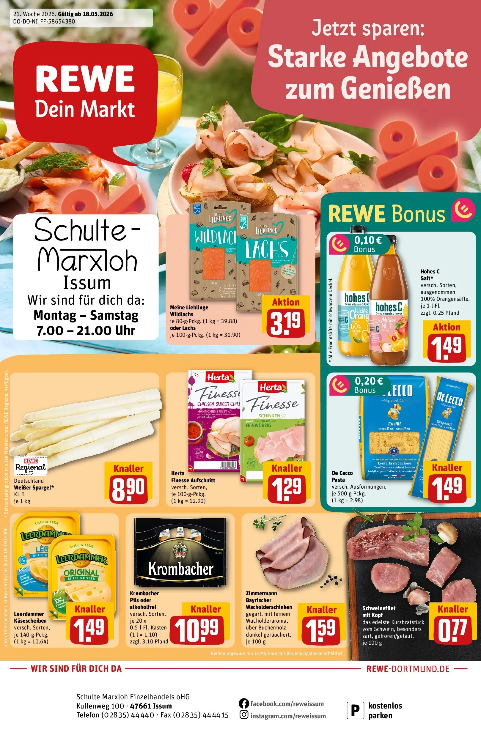REWE Prospekt ab 17.05.2026 zum Blättern » Angebote | Seite: 1 | Produkte: Leerdammer, Chili, Krombacher, Hahnchenbrust