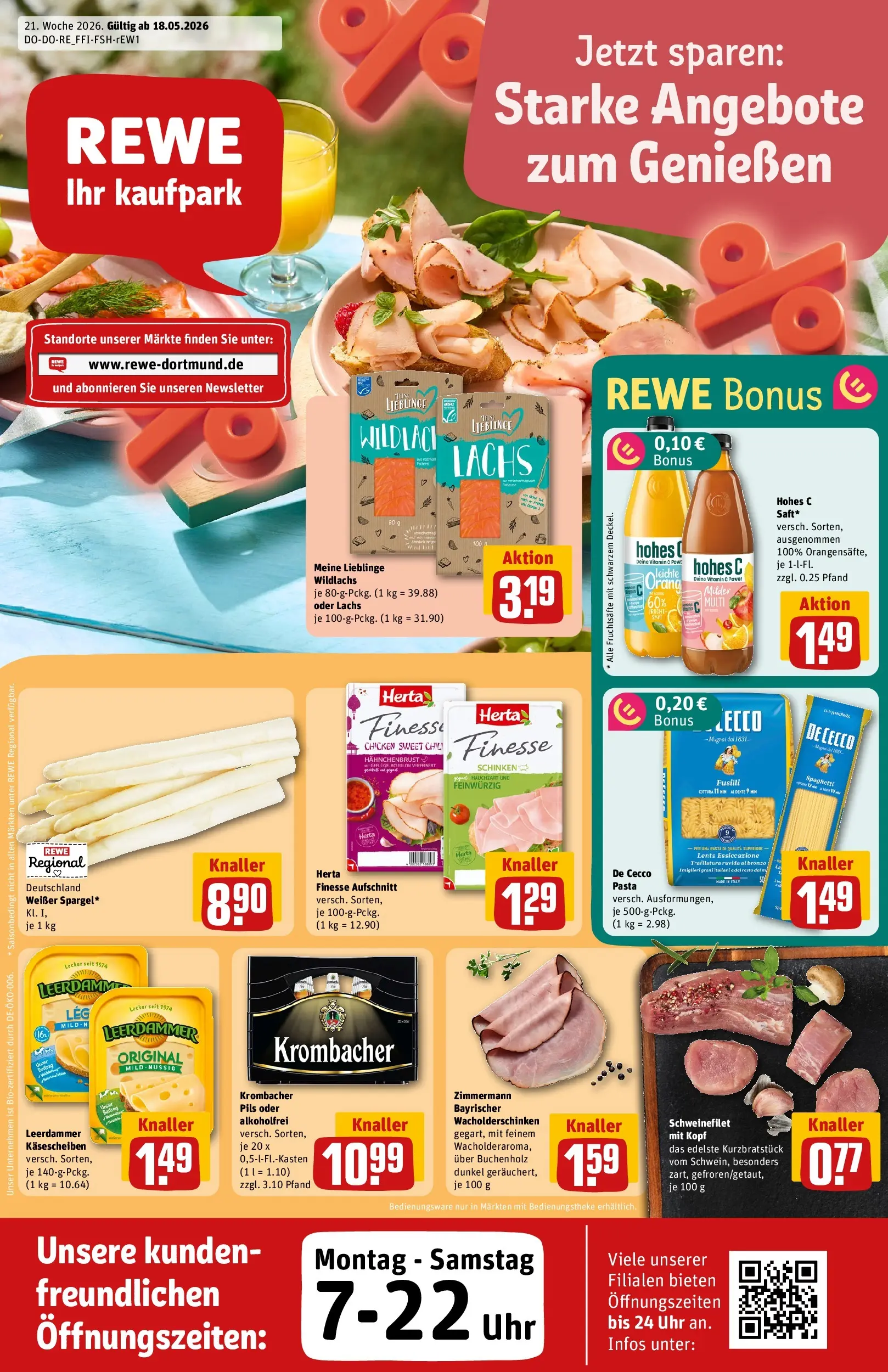 REWE Prospekt ab 17.05.2026 zum Blättern » Angebote | Seite: 1 | Produkte: Leerdammer, Schweinefilet, Schinken, Uhr