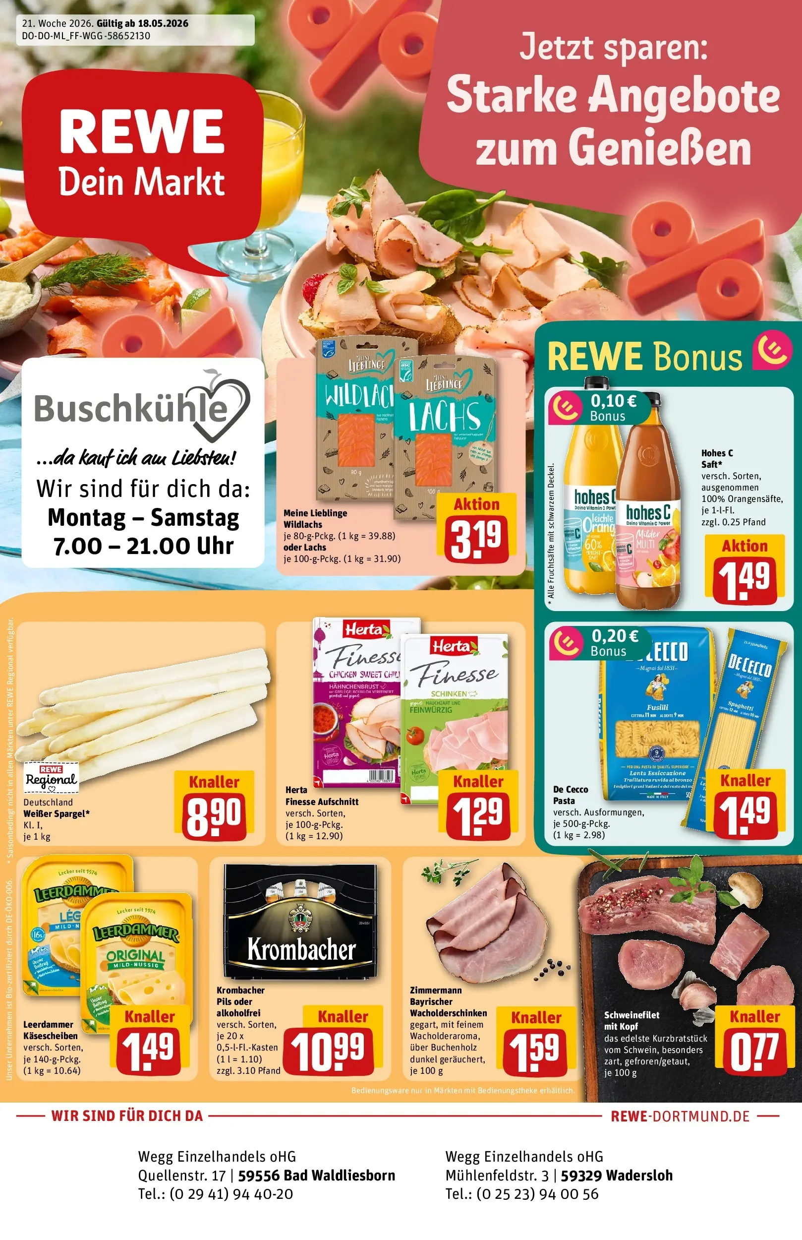 REWE Prospekt ab 17.05.2026 zum Blättern » Angebote | Seite: 1 | Produkte: Lachs, Hohes c, Schinken, Uhr