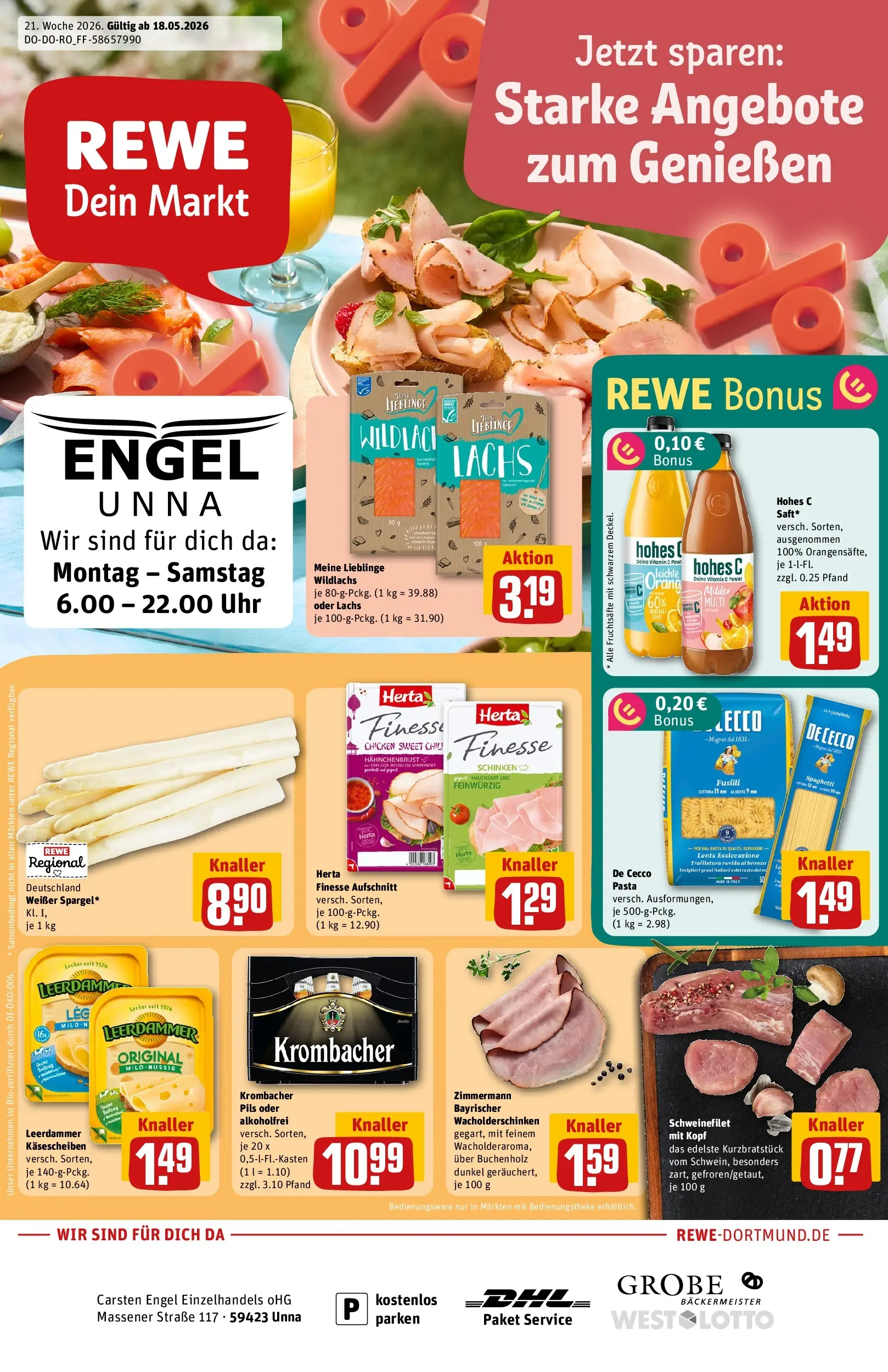 REWE Prospekt ab 17.05.2026 zum Blättern » Angebote | Seite: 1 | Produkte: Schweinefilet, Hohes c, Schinken, Hahnchenbrust