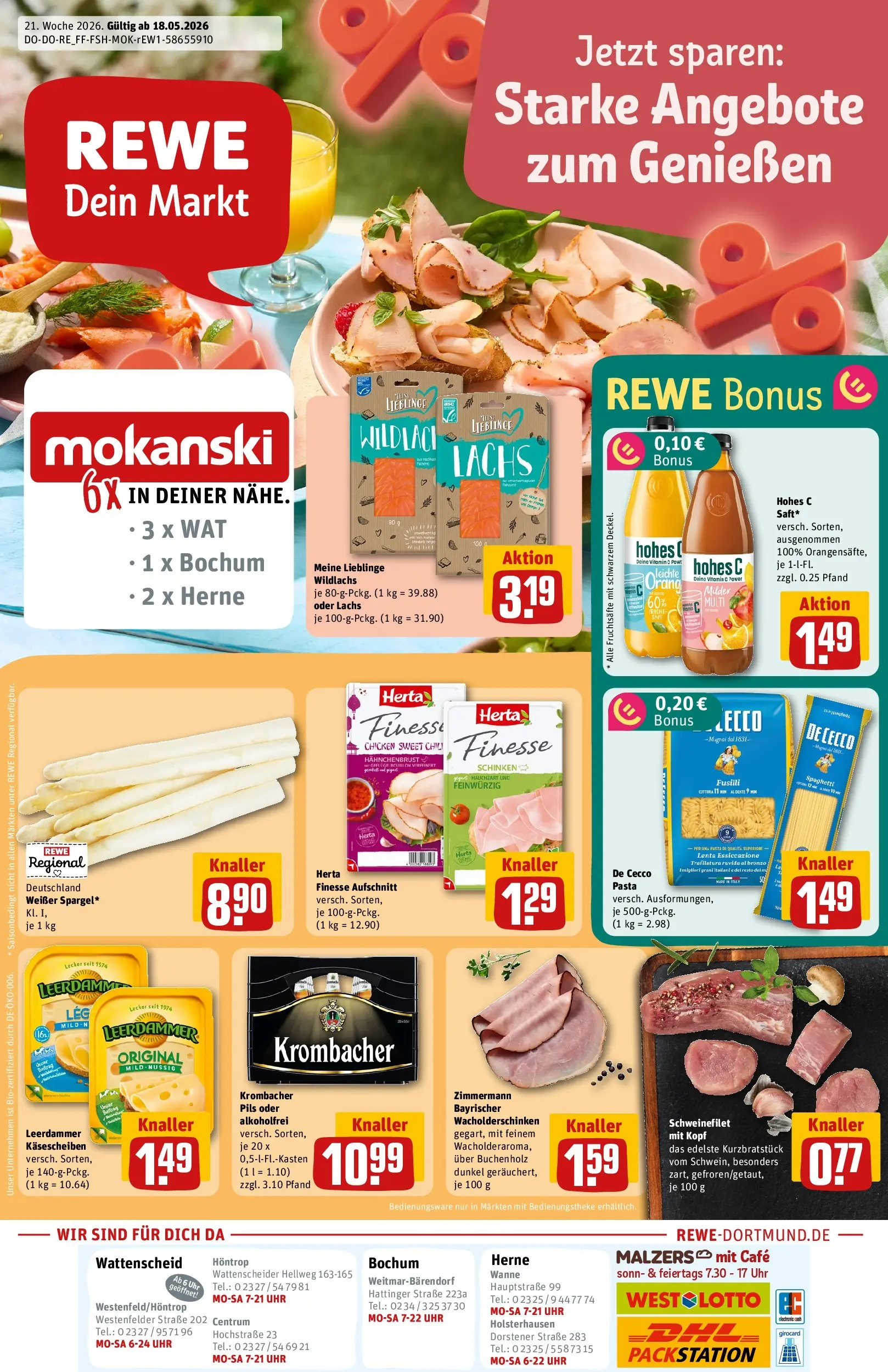 REWE Prospekt ab 17.05.2026 zum Blättern » Angebote | Seite: 1 | Produkte: Leerdammer, Herta finesse, Uhr, Hahnchenbrust