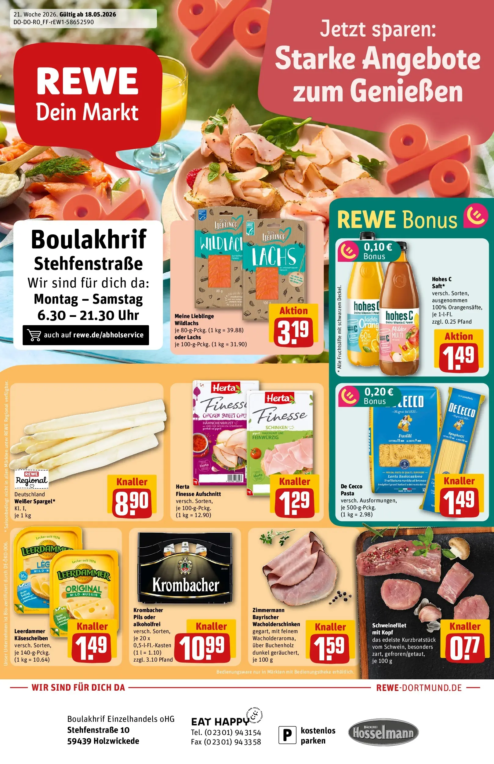 REWE Prospekt ab 17.05.2026 zum Blättern » Angebote | Seite: 1 | Produkte: Öl, Krombacher, Hohes c, Uhr