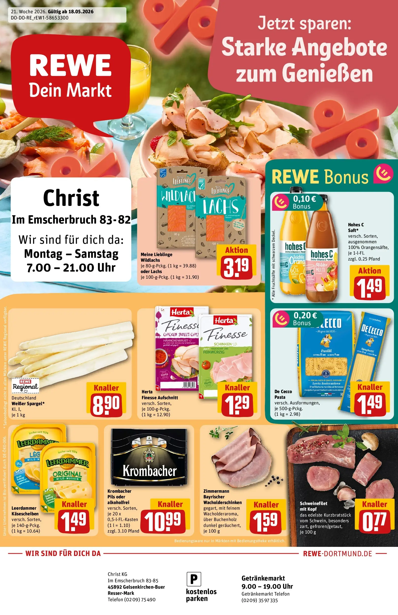 REWE Prospekt ab 17.05.2026 zum Blättern » Angebote | Seite: 1 | Produkte: Schweinefilet, Chili, Hohes c, Herta finesse