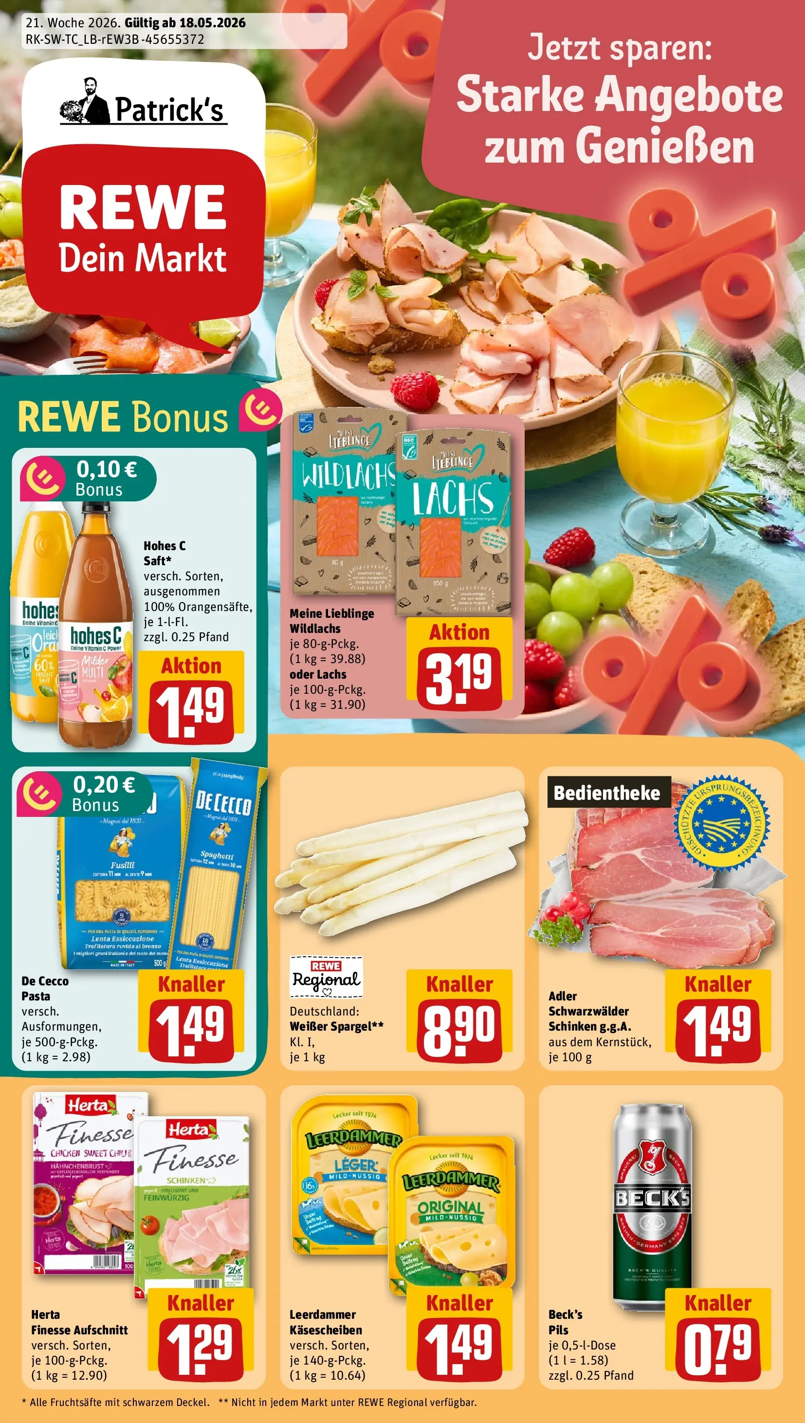 REWE Prospekt ab 17.05.2026 zum Blättern » Angebote | Seite: 1 | Produkte: Spargel, Hohes c, Herta finesse, Hahnchenbrust
