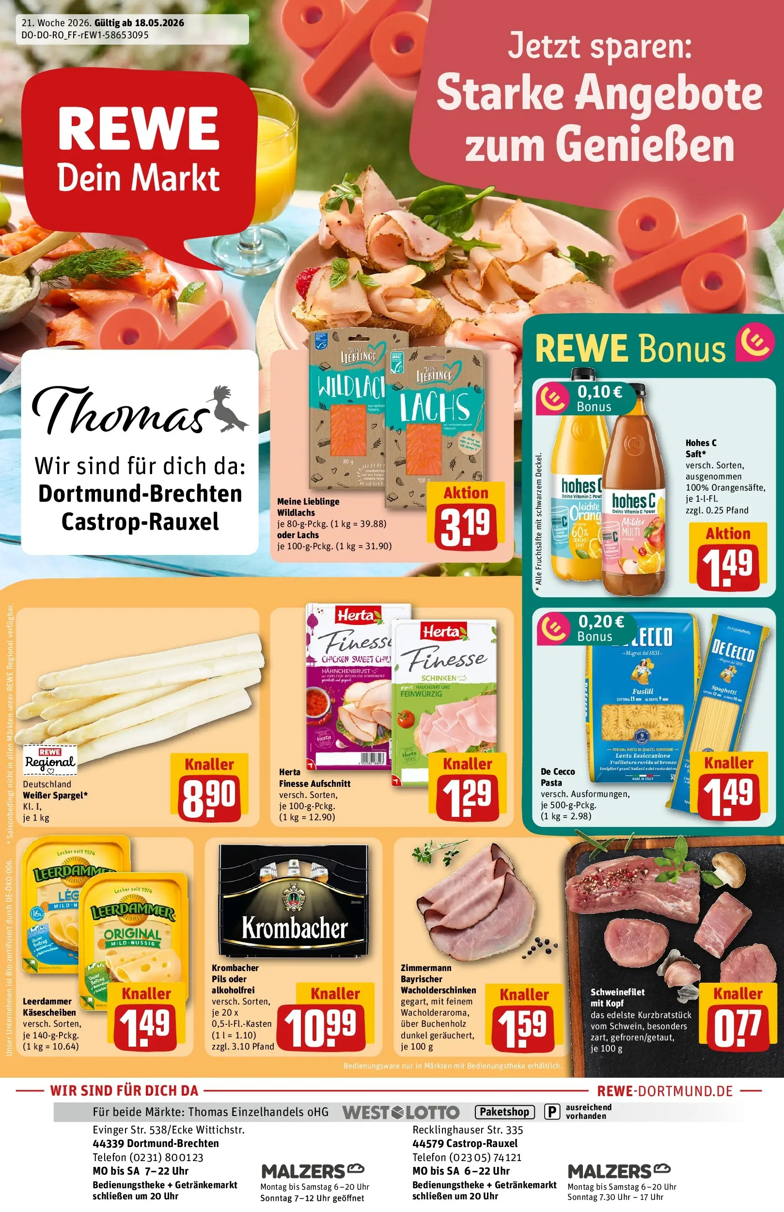 REWE Prospekt ab 17.05.2026 zum Blättern » Angebote | Seite: 1 | Produkte: Schweinefilet, Lachs, Herta finesse, Telefon
