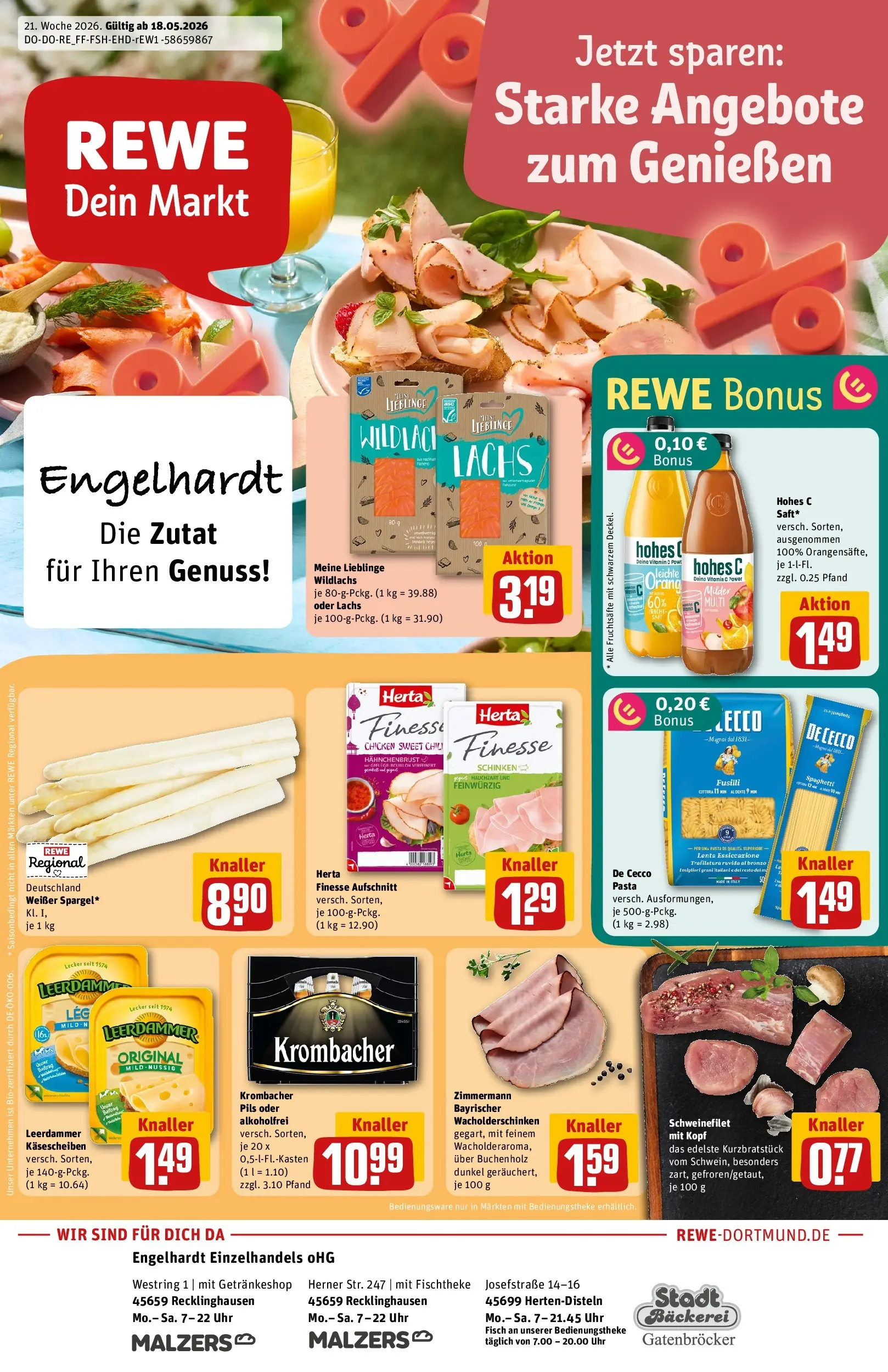 REWE Prospekt ab 17.05.2026 zum Blättern » Angebote | Seite: 1 | Produkte: Bäckerei, Schweinefilet, Hohes c, Hahnchenbrust
