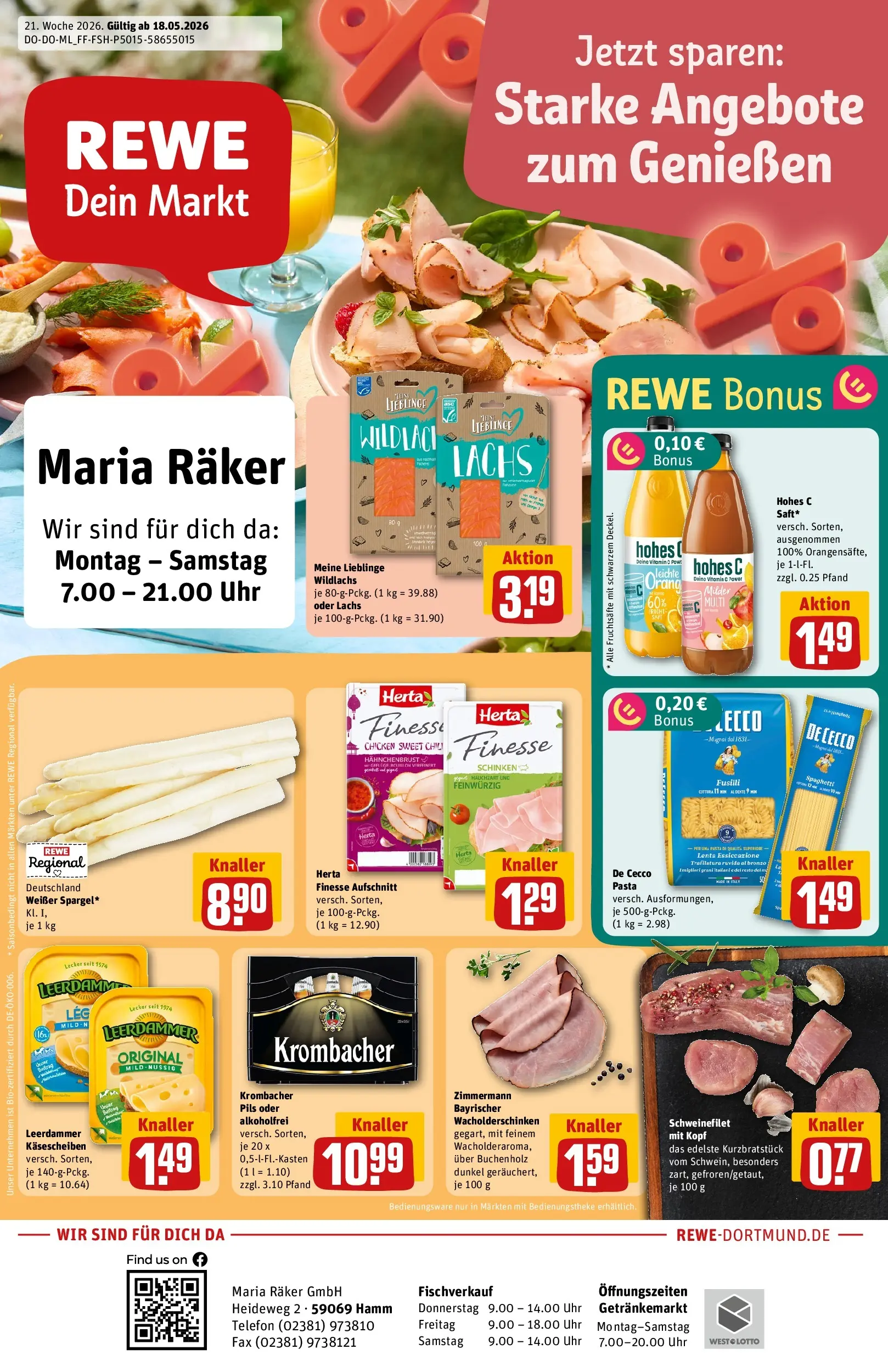 REWE Prospekt ab 17.05.2026 zum Blättern » Angebote | Seite: 1 | Produkte: Öl, Schweinefilet, Pasta, Hohes c