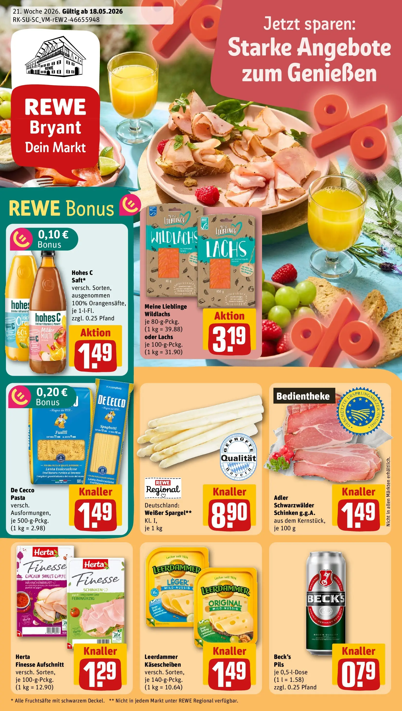 REWE Prospekt ab 17.05.2026 zum Blättern » Angebote | Seite: 1 | Produkte: Leerdammer, Lachs, Herta finesse, Hahnchenbrust