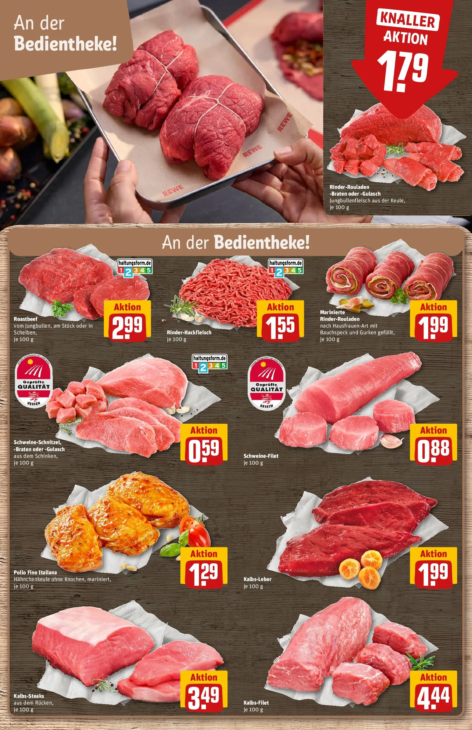 REWE Prospekt ab 17.05.2026 zum Blättern » Angebote | Seite: 13 | Produkte: Rinderrouladen, Roastbeef, Kalbsleber, Gulasch