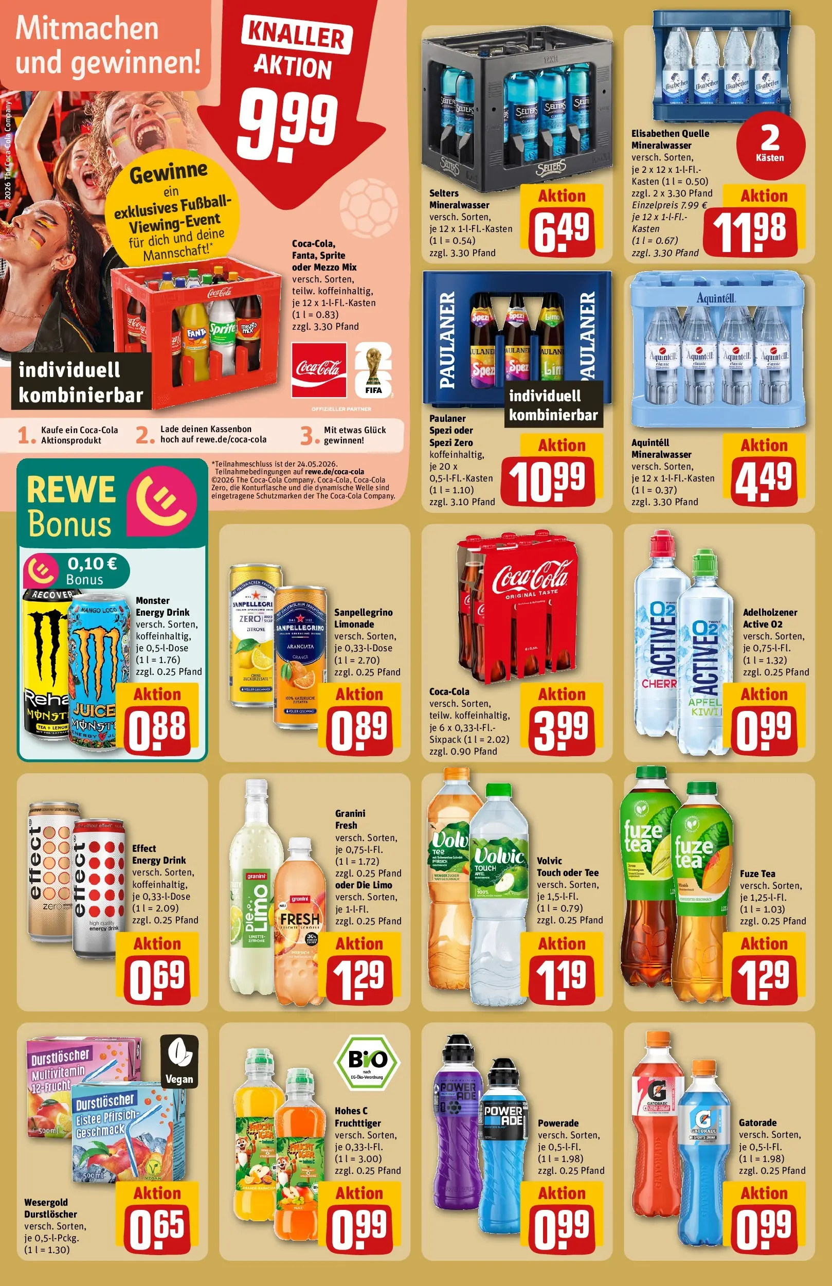REWE Prospekt ab 17.05.2026 zum Blättern » Angebote | Seite: 26 | Produkte: Fuze tea, Mezzo mix, Coca cola, Pfirsich