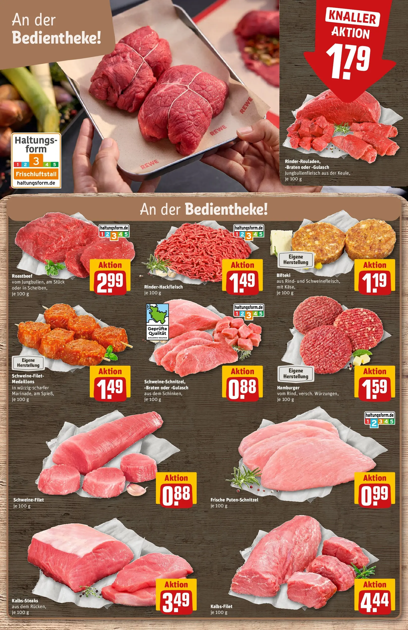 REWE Prospekt ab 17.05.2026 zum Blättern » Angebote | Seite: 13 | Produkte: Roastbeef, Schweinefilet, Gulasch, Putenschnitzel