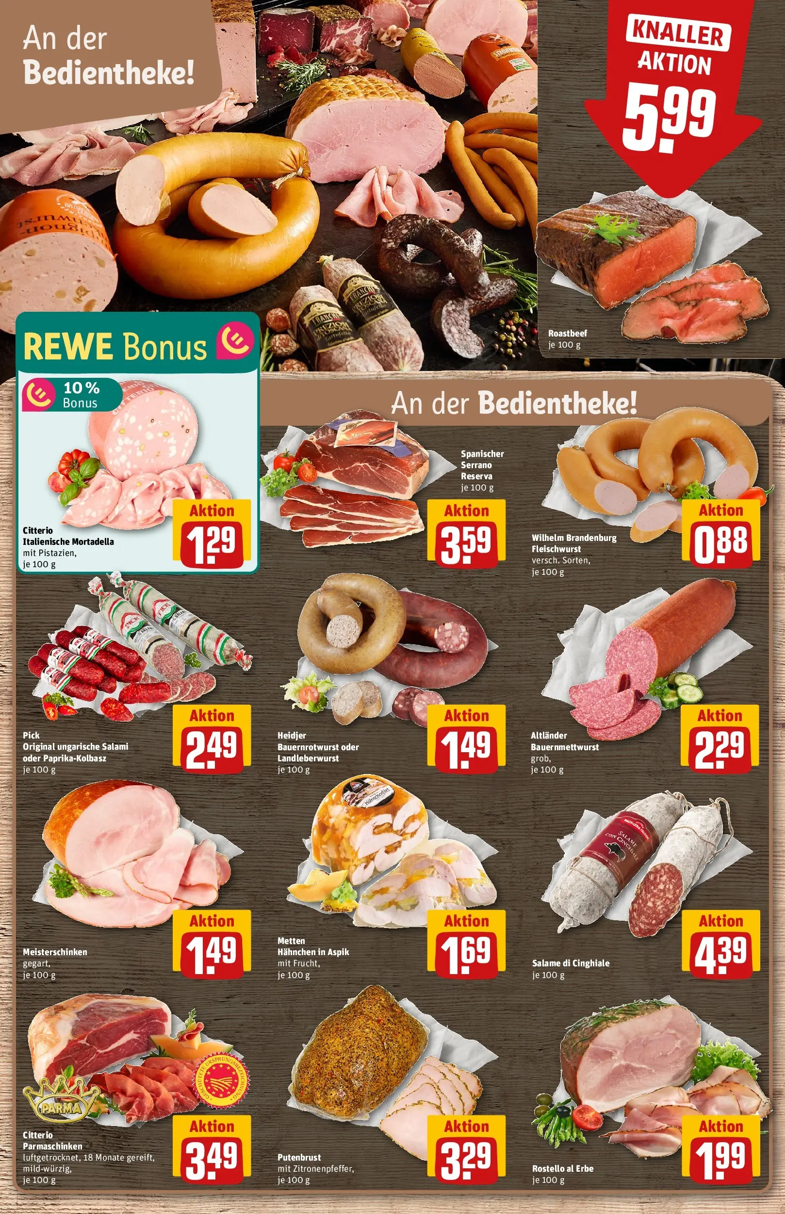 REWE Prospekt ab 17.05.2026 zum Blättern » Angebote | Seite: 14 | Produkte: Hahnchen, Roastbeef, Salami