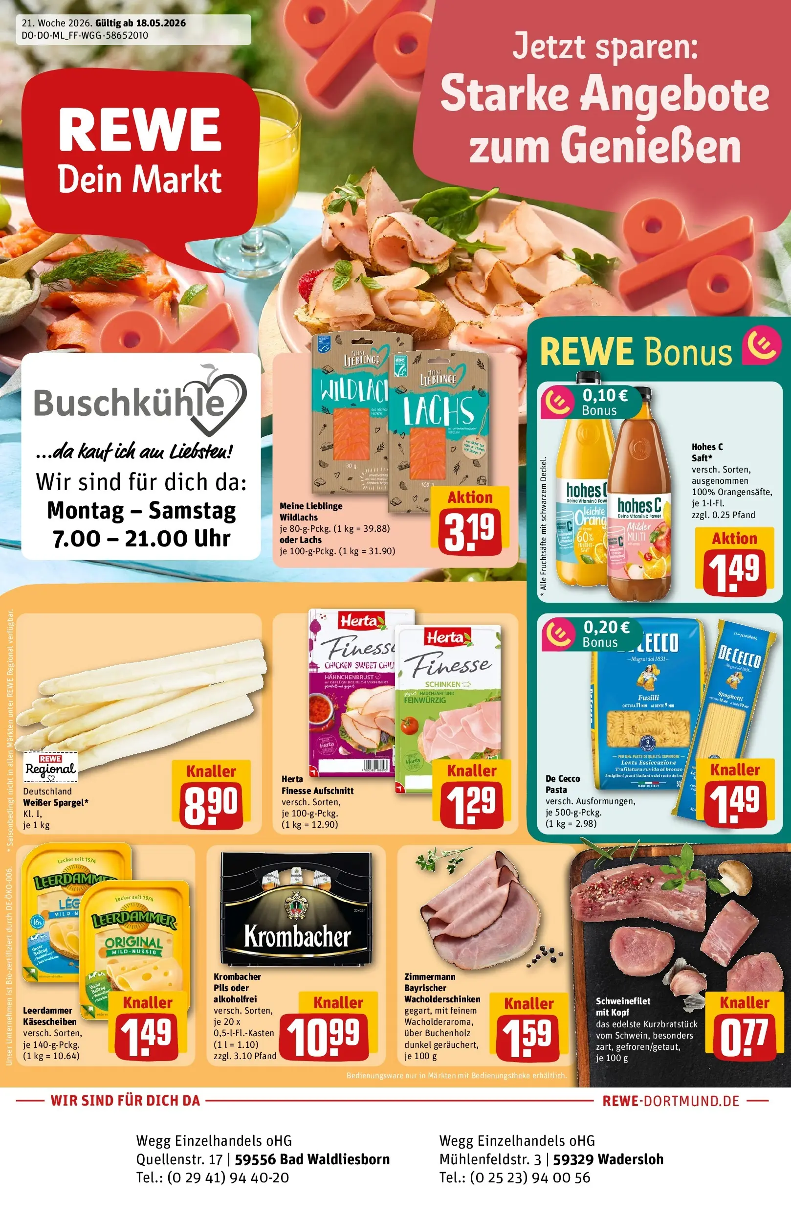 REWE Prospekt ab 17.05.2026 zum Blättern » Angebote | Seite: 1 | Produkte: Bad, Pils, Schweinefilet, Chili