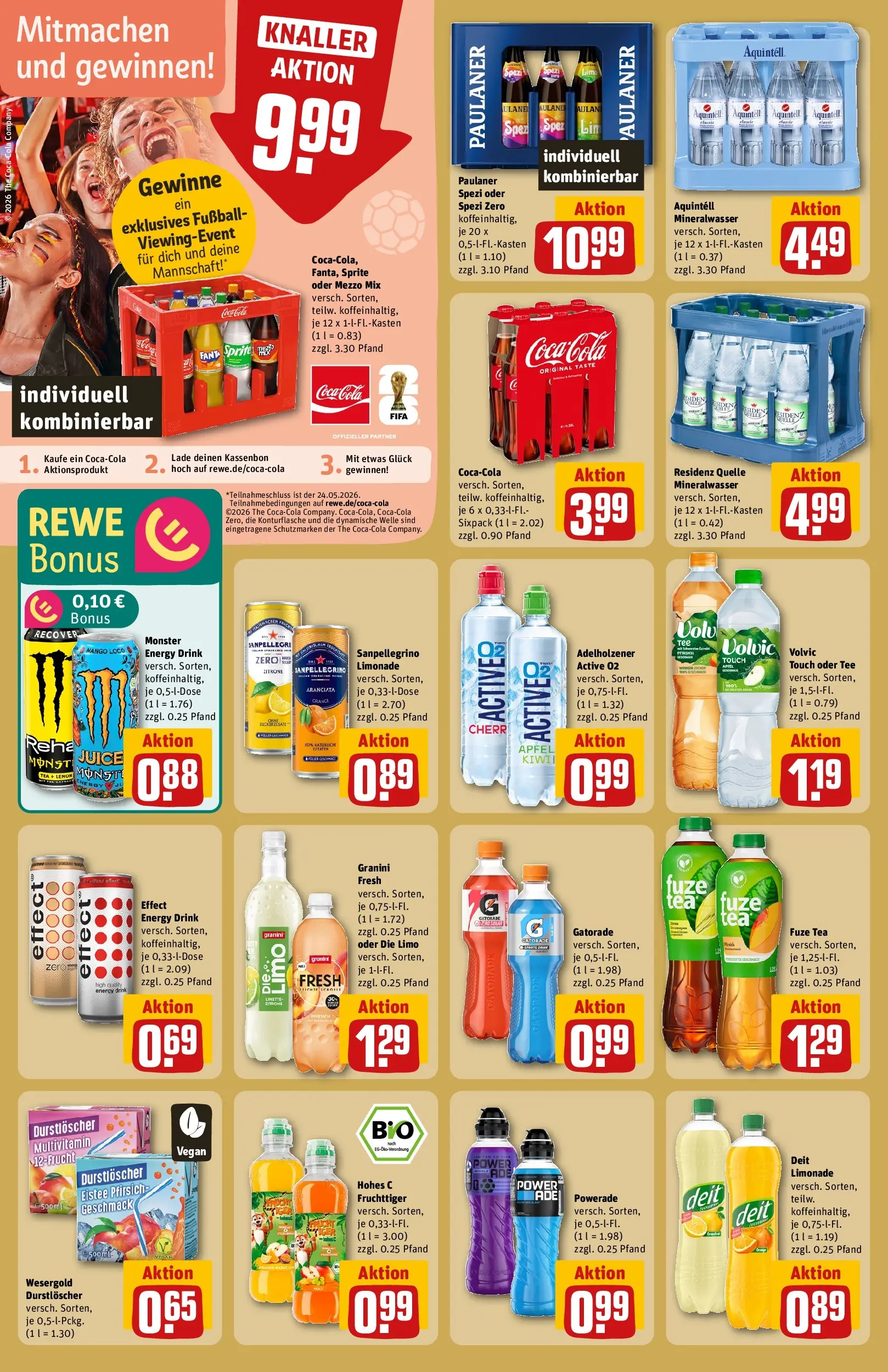 REWE Prospekt ab 17.05.2026 zum Blättern » Angebote | Seite: 26 | Produkte: Adelholzener, Mango, Powerade, Volvic