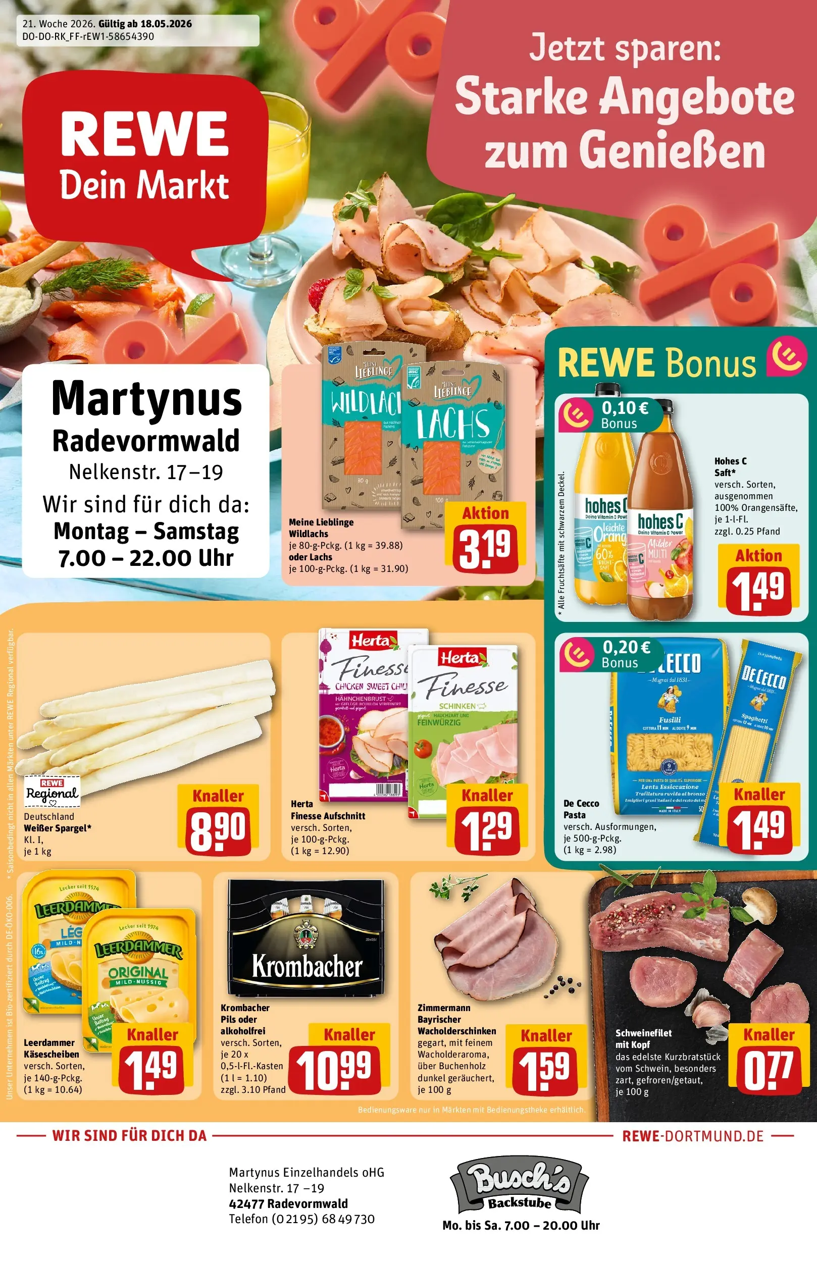 REWE Prospekt ab 17.05.2026 zum Blättern » Angebote | Seite: 1 | Produkte: Öl, Leerdammer, Krombacher, Pasta