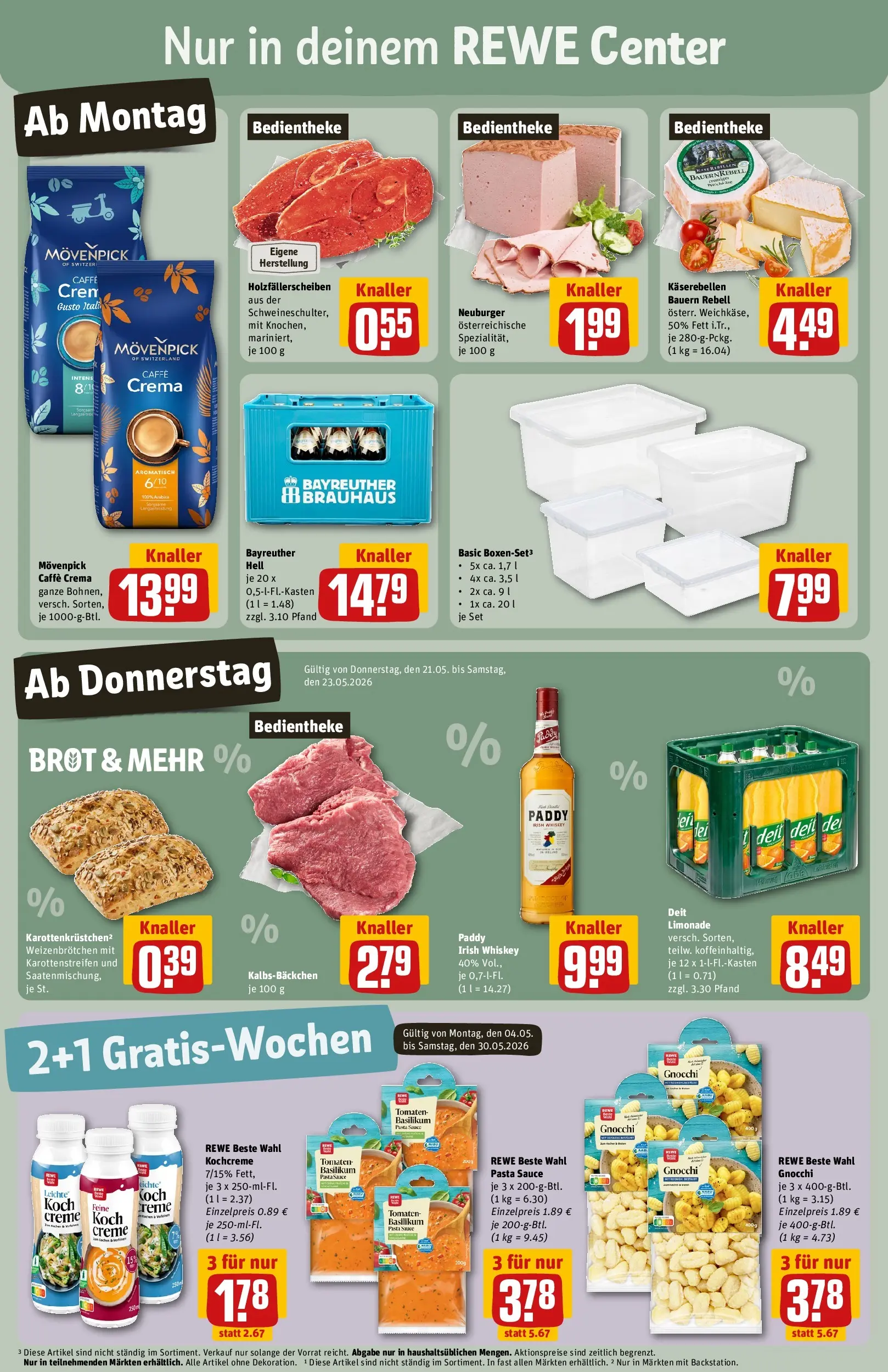 REWE Prospekt ab 17.05.2026 zum Blättern » Angebote | Seite: 3 | Produkte: Bayreuther hell, Tomaten, Creme, Whiskey