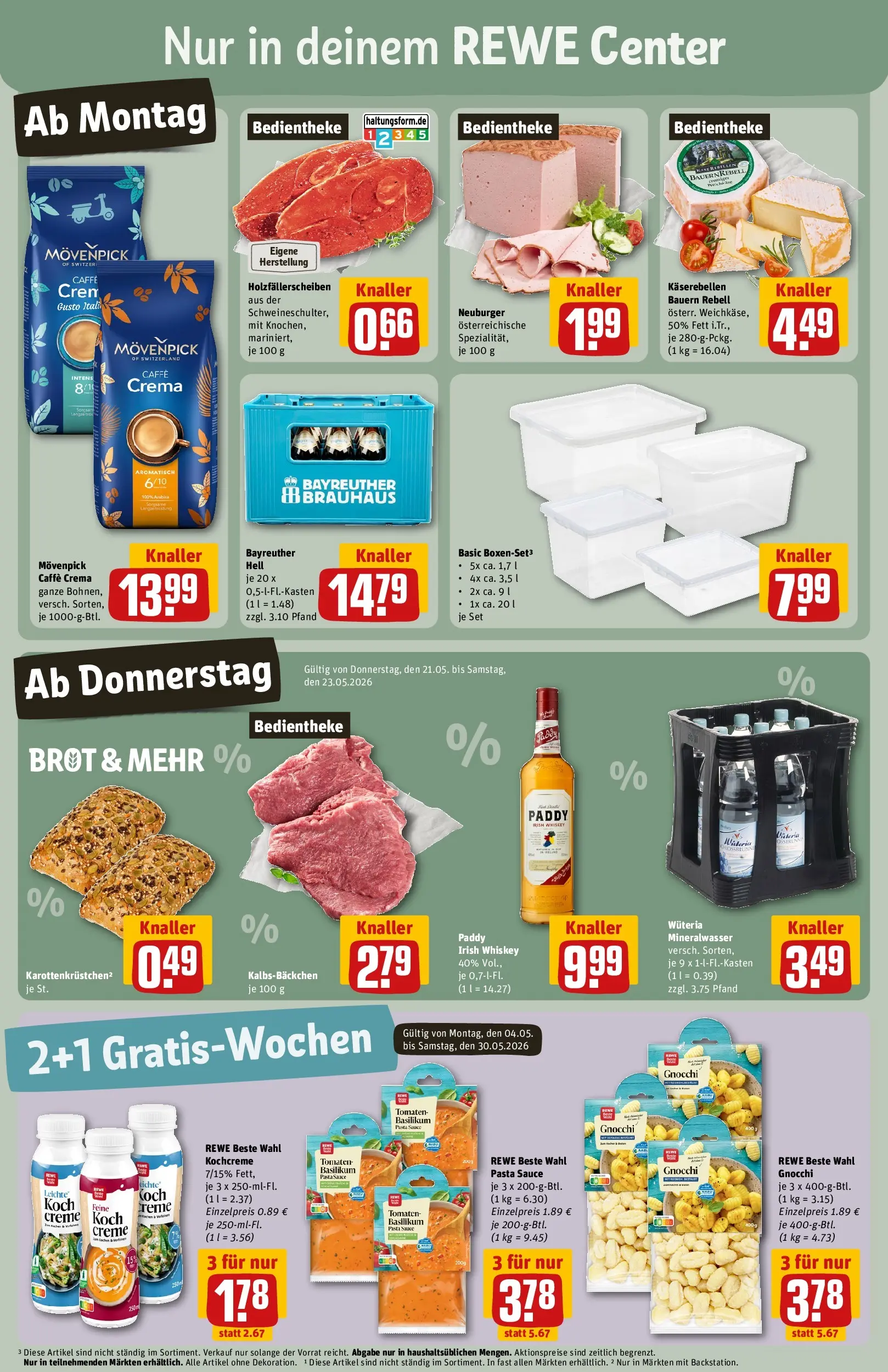 REWE Prospekt ab 17.05.2026 zum Blättern » Angebote | Seite: 3 | Produkte: Bayreuther hell, Tomaten, Creme, Whiskey