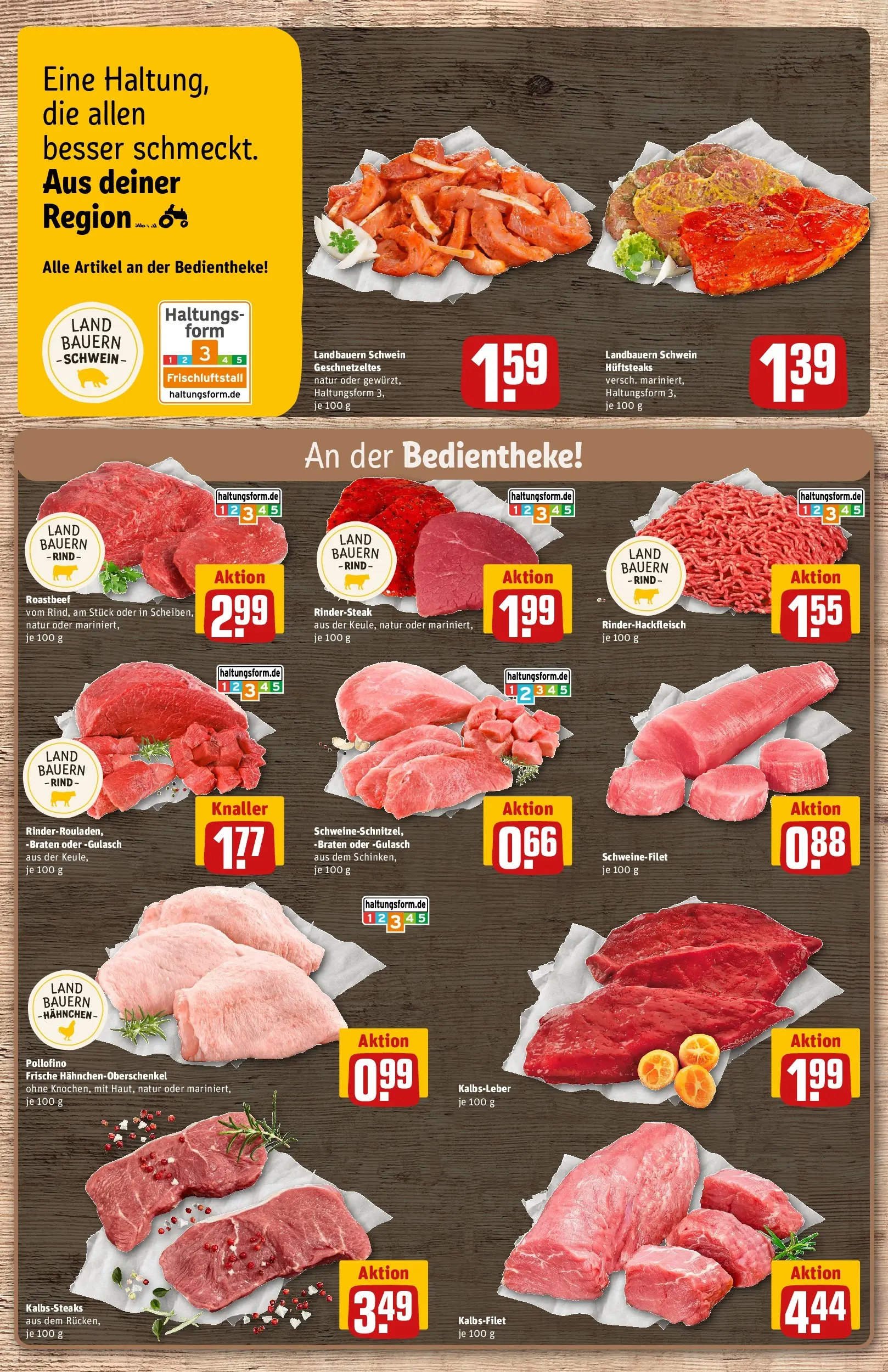 REWE Prospekt ab 17.05.2026 zum Blättern » Angebote | Seite: 13 | Produkte: Hahnchen, Kalbsleber, Schweinefilet, Gulasch