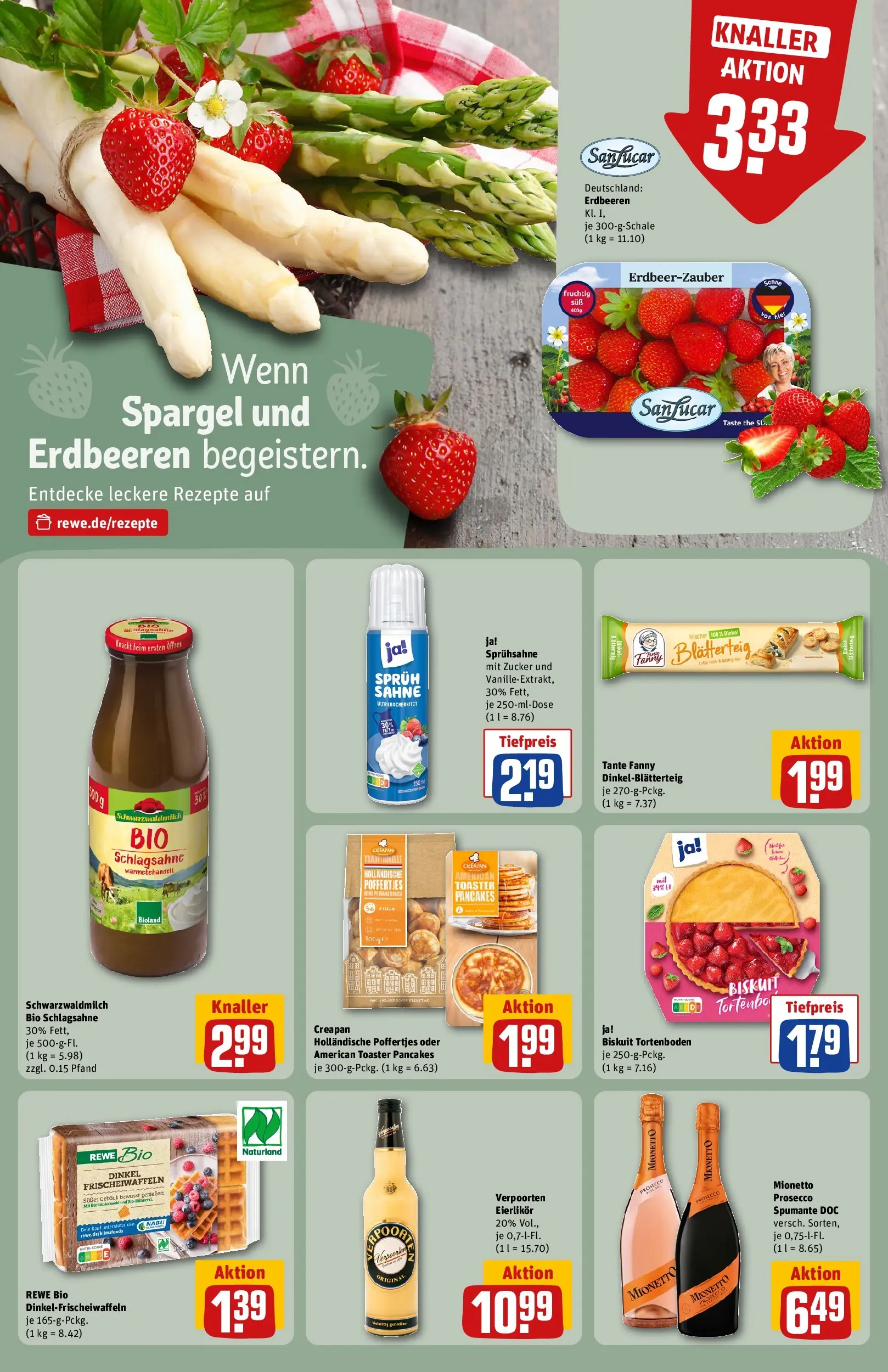 REWE Prospekt ab 17.05.2026 zum Blättern » Angebote | Seite: 22 | Produkte: Schlagsahne, Spargel, Zucker, Sahne