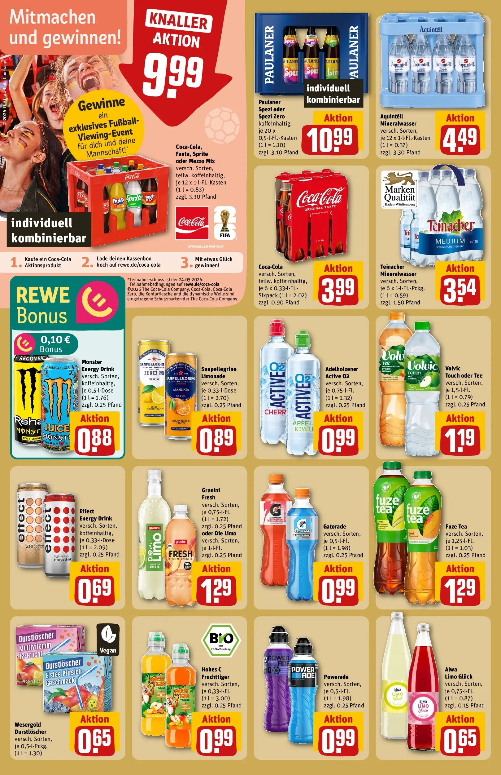 REWE Prospekt ab 17.05.2026 zum Blättern » Angebote | Seite: 26 | Produkte: Adelholzener, Mineralwasser, Fußball, Mango