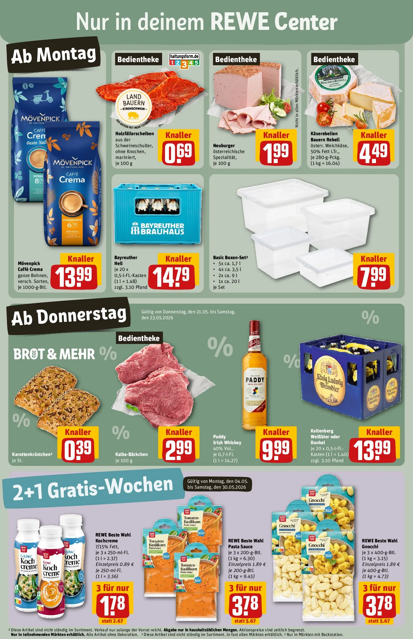 REWE Prospekt ab 17.05.2026 zum Blättern » Angebote | Seite: 3 | Produkte: Weißbier, Creme, Pasta, Brot